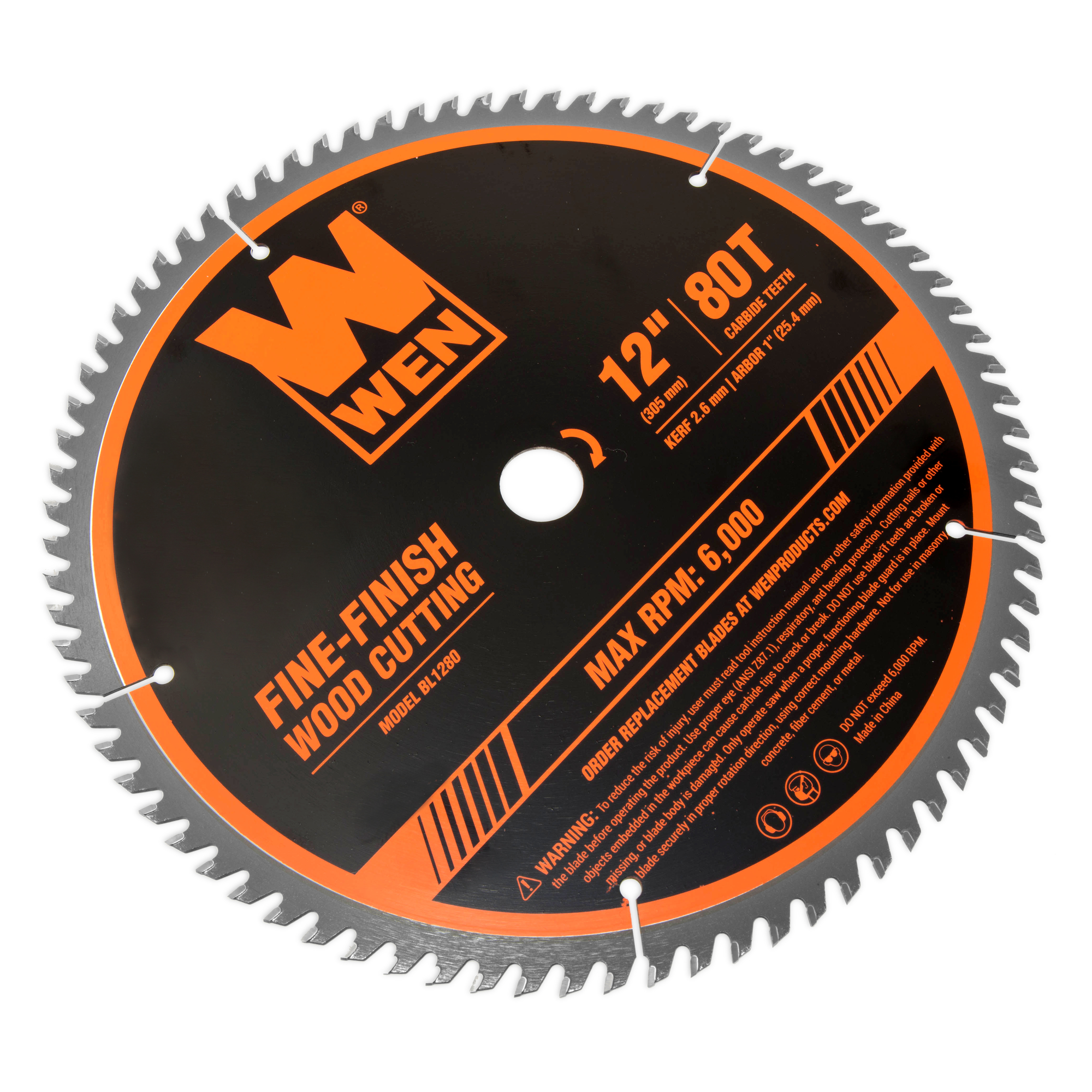 WEN, 12in. 80-Tooth Fine-Finish Woodworking Saw Blade, Blade Diameter 12  in, Included (qty.) 1, Model# BL1280 Northern Tool