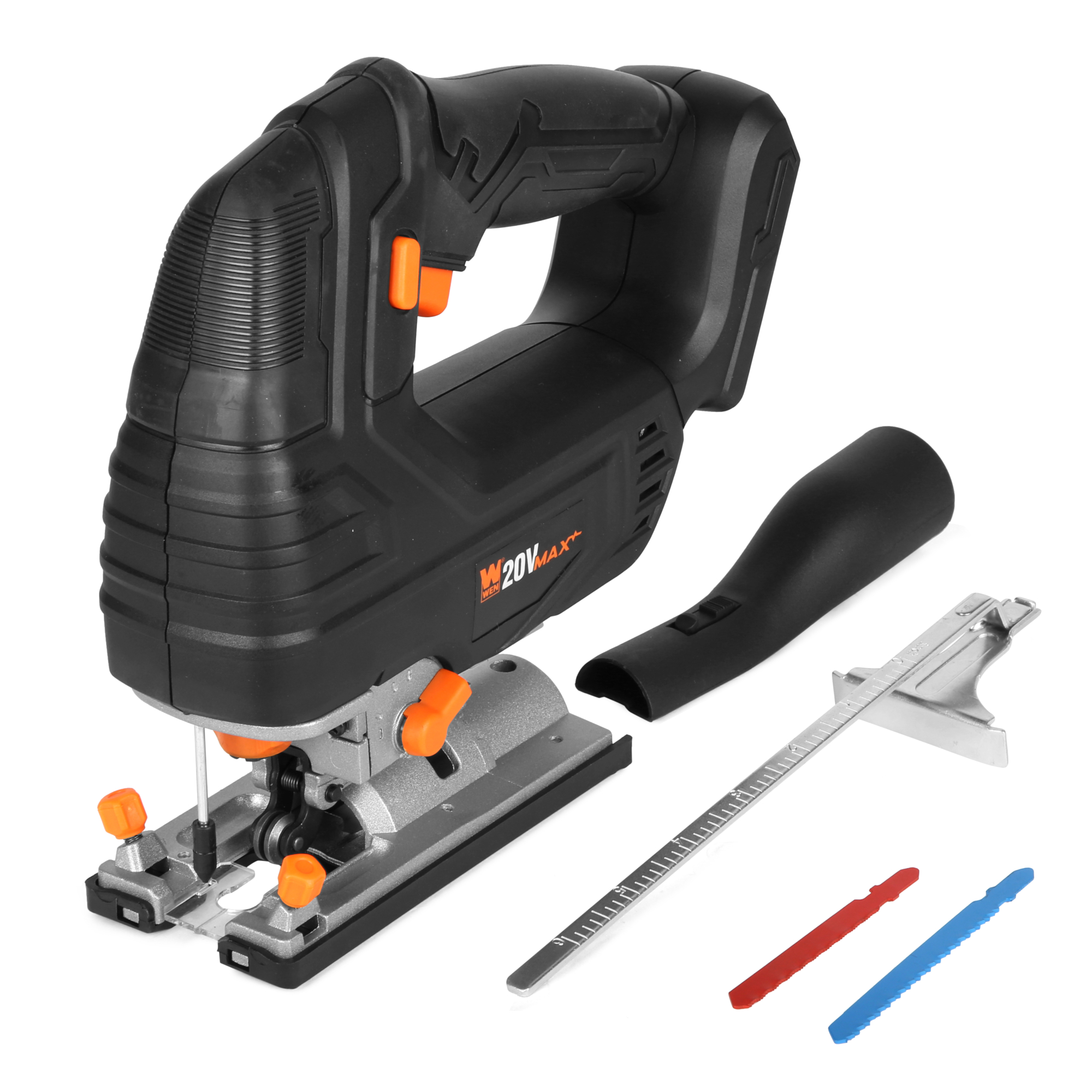 WEN 20V Max Cordless Brushless Jigsaw - 3000 SPM, LED Light, Tool Only, Model# 20667BT