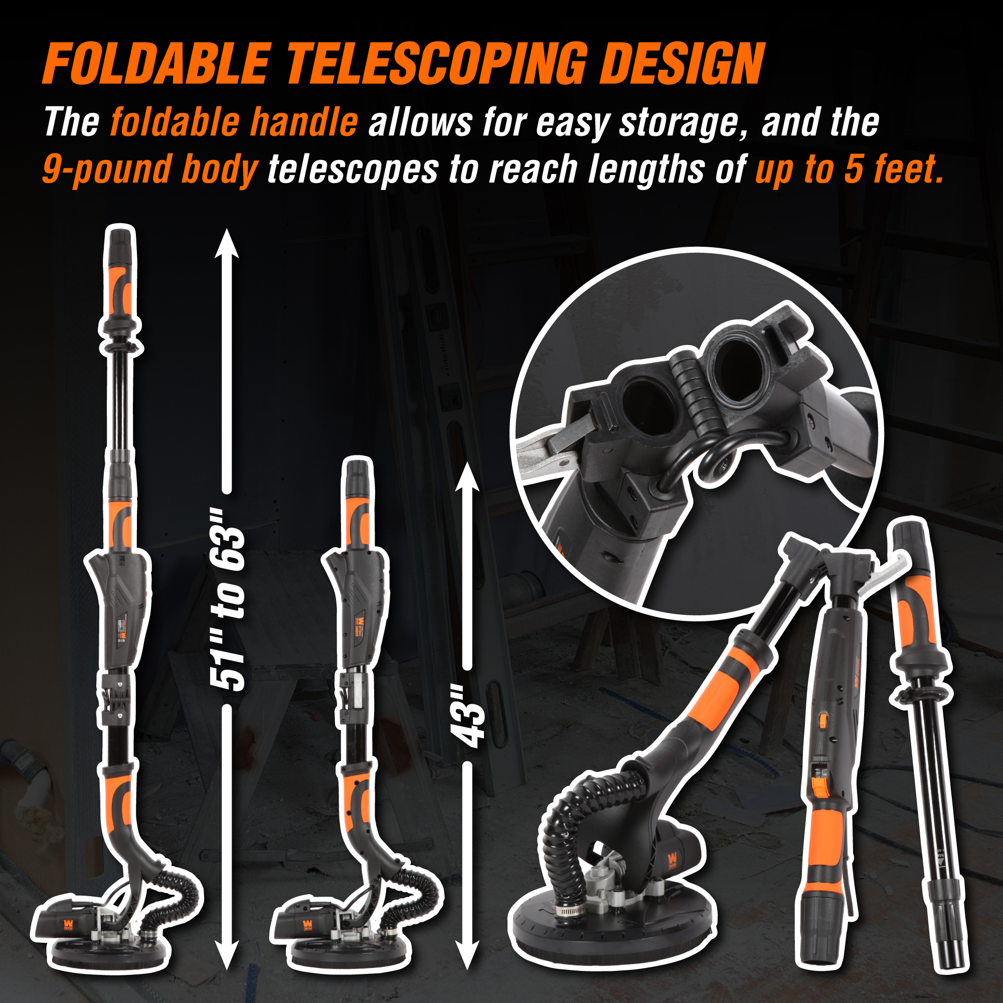 WEN, Variable Speed 5Amp Drywall Sander, Max. Speed 1500 OPM, Amps 5