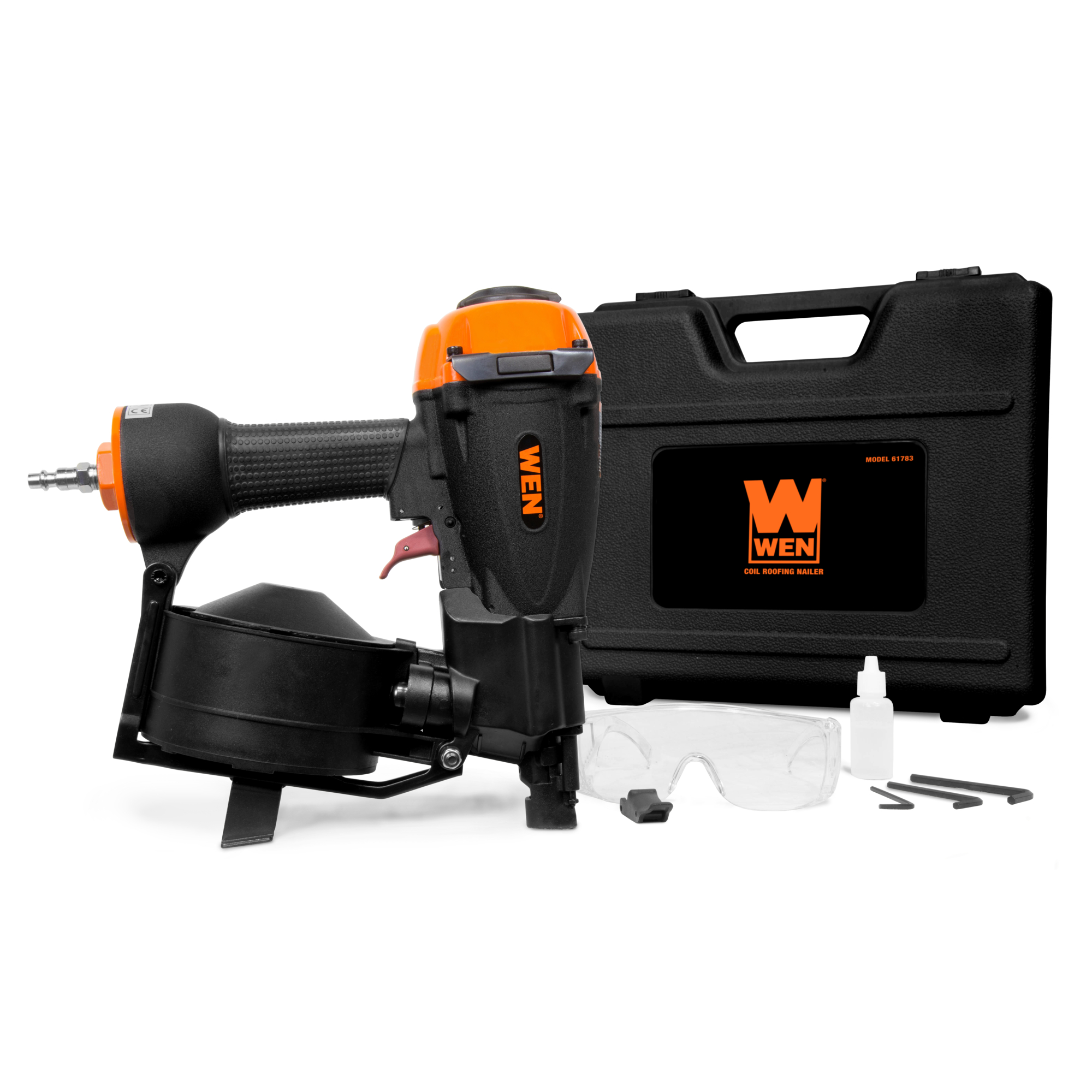 WEN Pneumatic Coil Roofing Nailer - 3/4in. to 1-3/4in. Fasteners, 11-Ga., Adjustable Depth, 120-Nail Capacity, Model# 61783