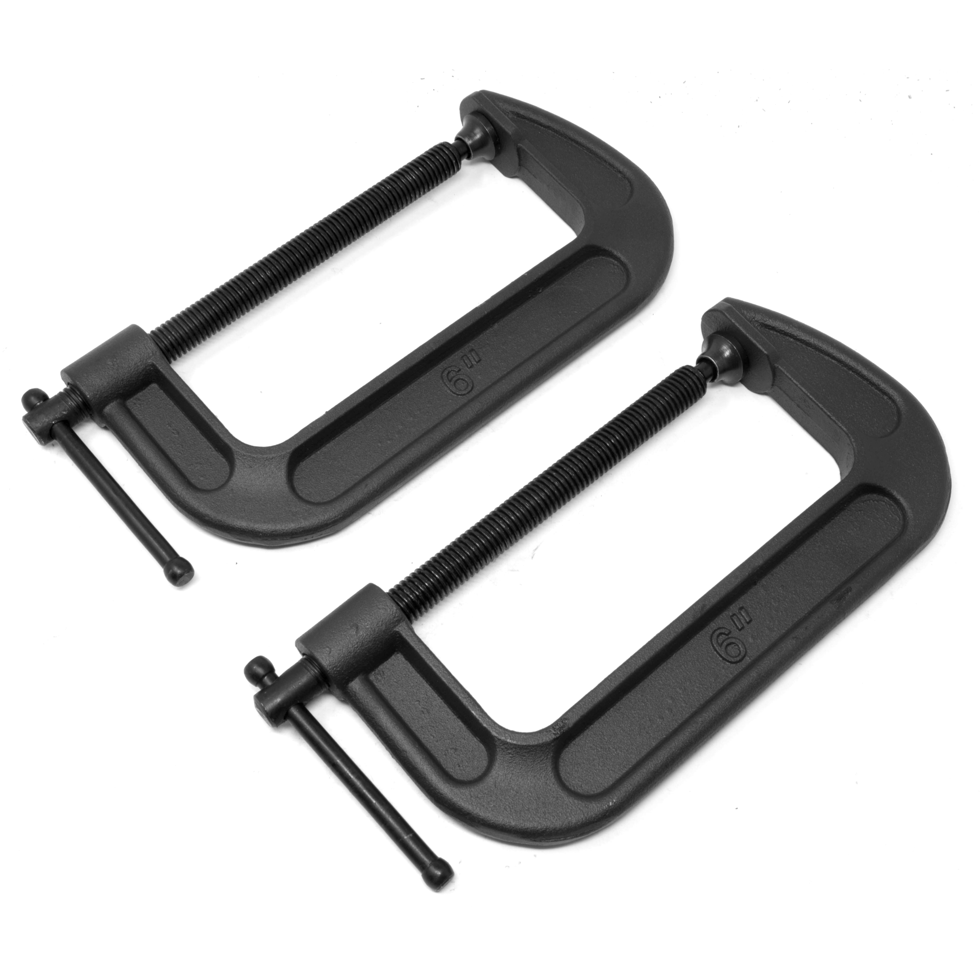 WEN C-Clamps - 6in. Jaw Opening, 2.75in. Throat, Heavy-Duty Cast Iron, 2 Pcs, Model# CLC630