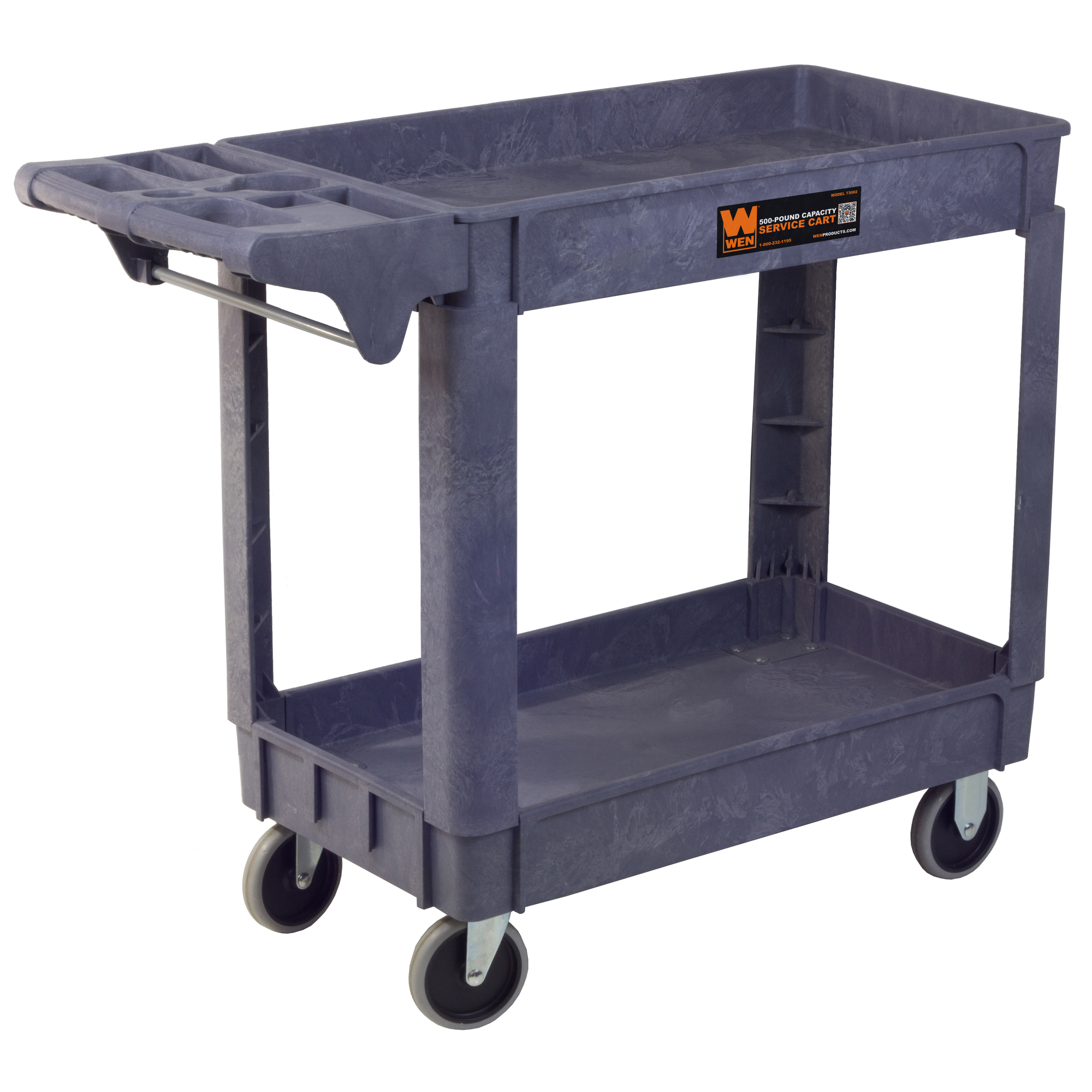 Large Utility Cart, Heavy Duty Cart Holds up to 500 lbs, 2-Shelf Rolling  Cart