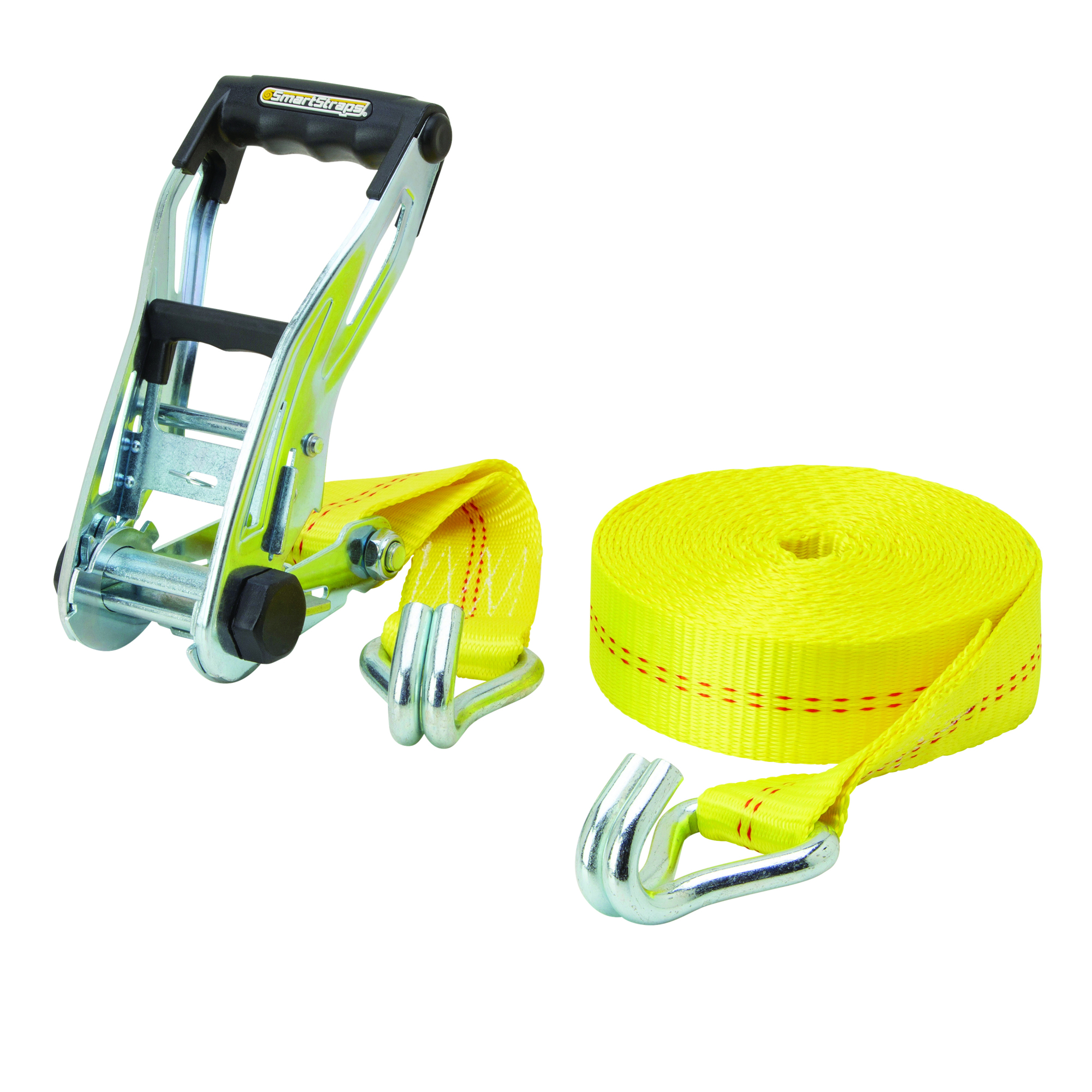 SmartStraps, 2in.x27ft. 10000lb Ratchet TieDown-Dbl J-Hooks Yellow, Working Load 3333 lb, Length 324 in, Material Textile, Model# 9264