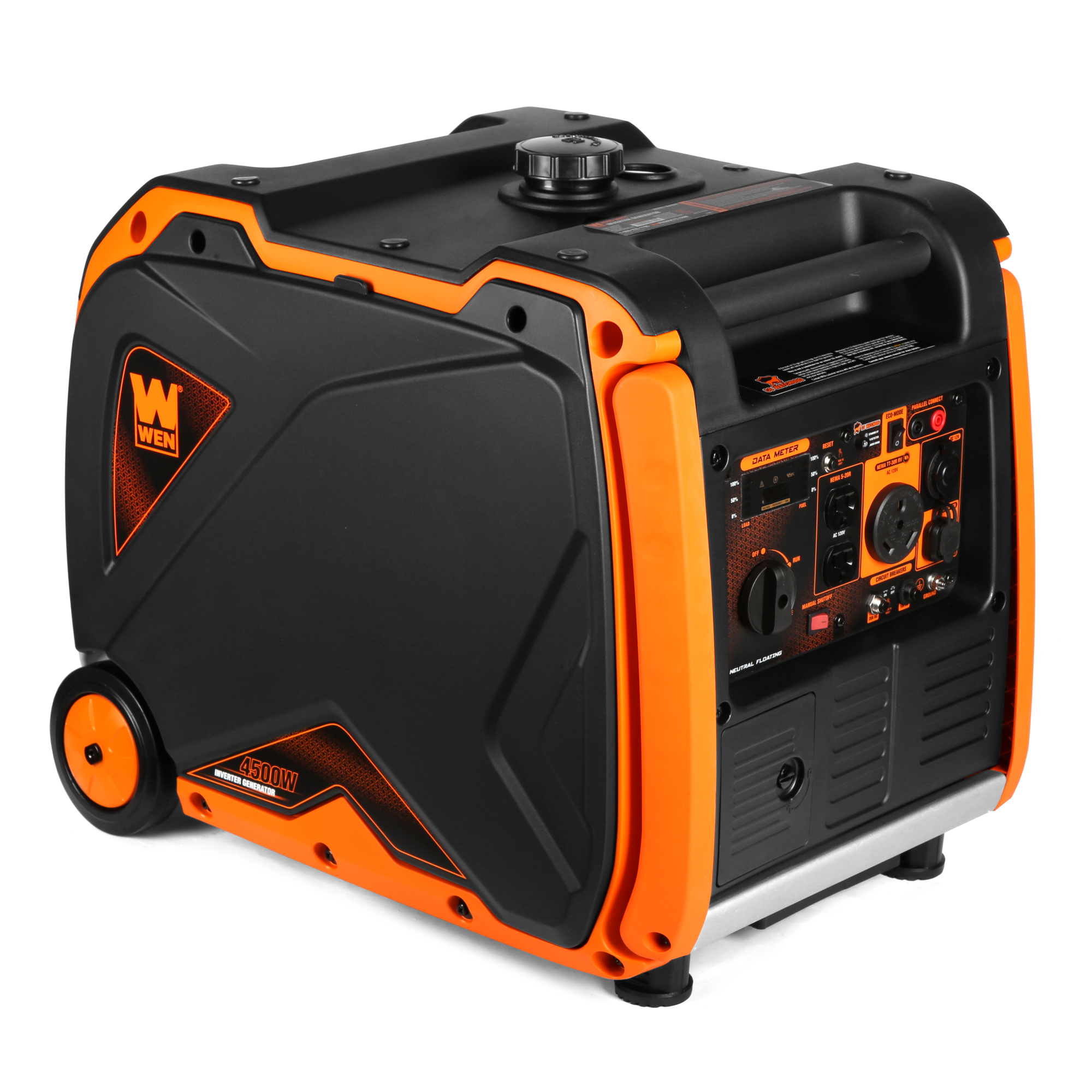 WEN, 4500W Inverter Generator, Fuel Shut-Off CO, Surge Watts 4500 Rated ...