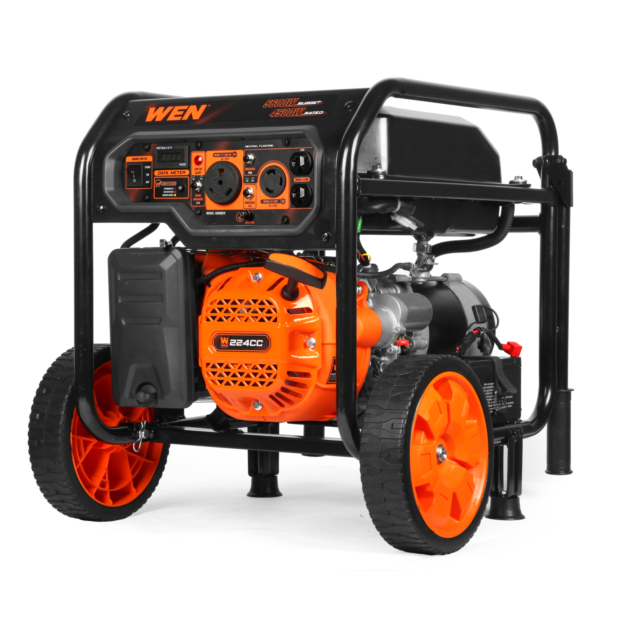 WEN Electric Start Generator - 5600 Surge Watts, 4500 Rated Watts, CO Sensor, 120V, Model# GN5602X