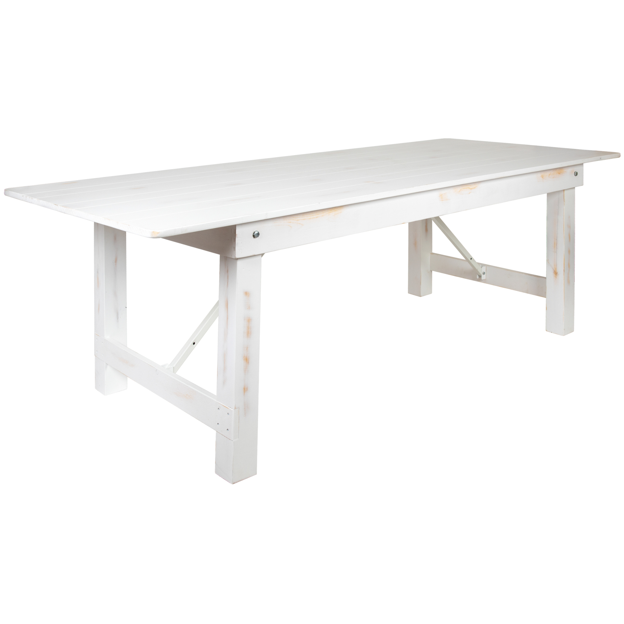 Flash Furniture, 8ft.x40in. Rustic White Solid Pine Folding Farm Table, Height 29.75 in, Width 40 in, Length 96 in, Model# XAF96X40WH