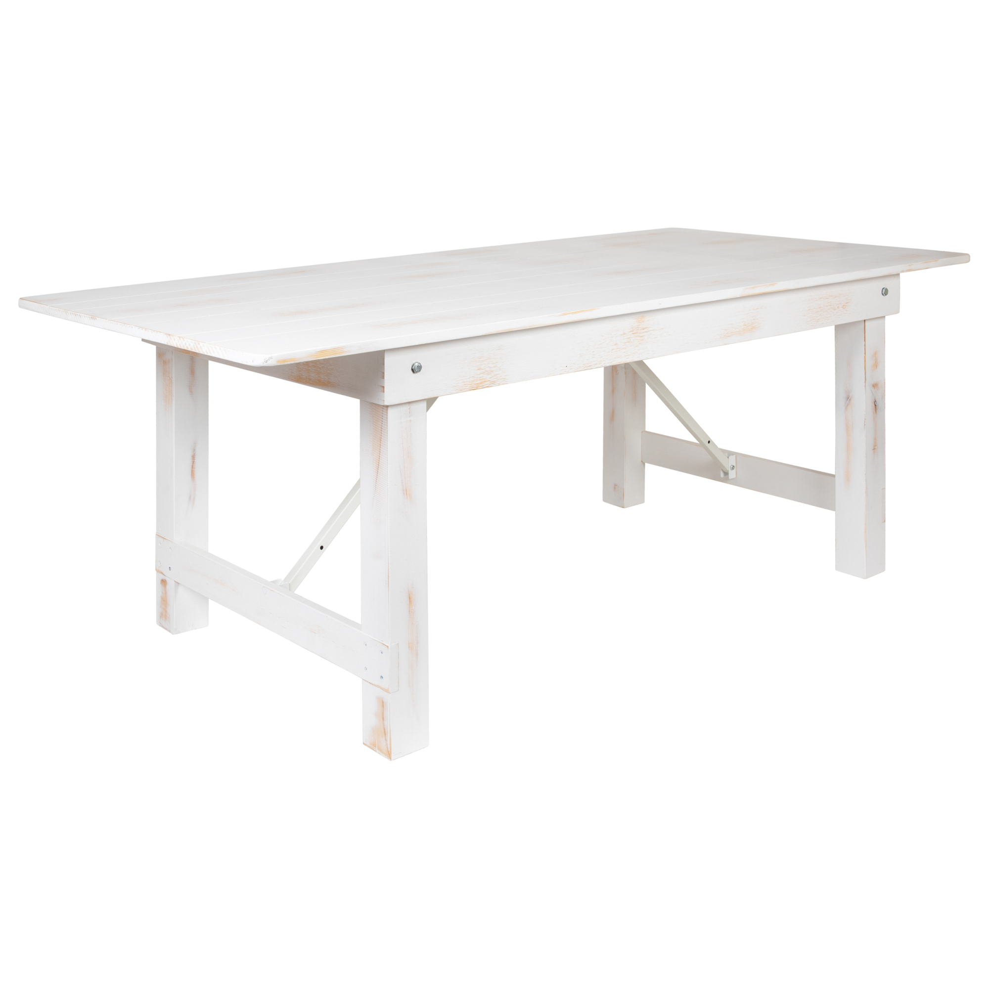 Flash Furniture, 7ft.x 40in. Rustic White Solid Pine Folding Farm Table, Height 30 in, Width 40.25 in, Length 84 in, Model# XAF84X40WH