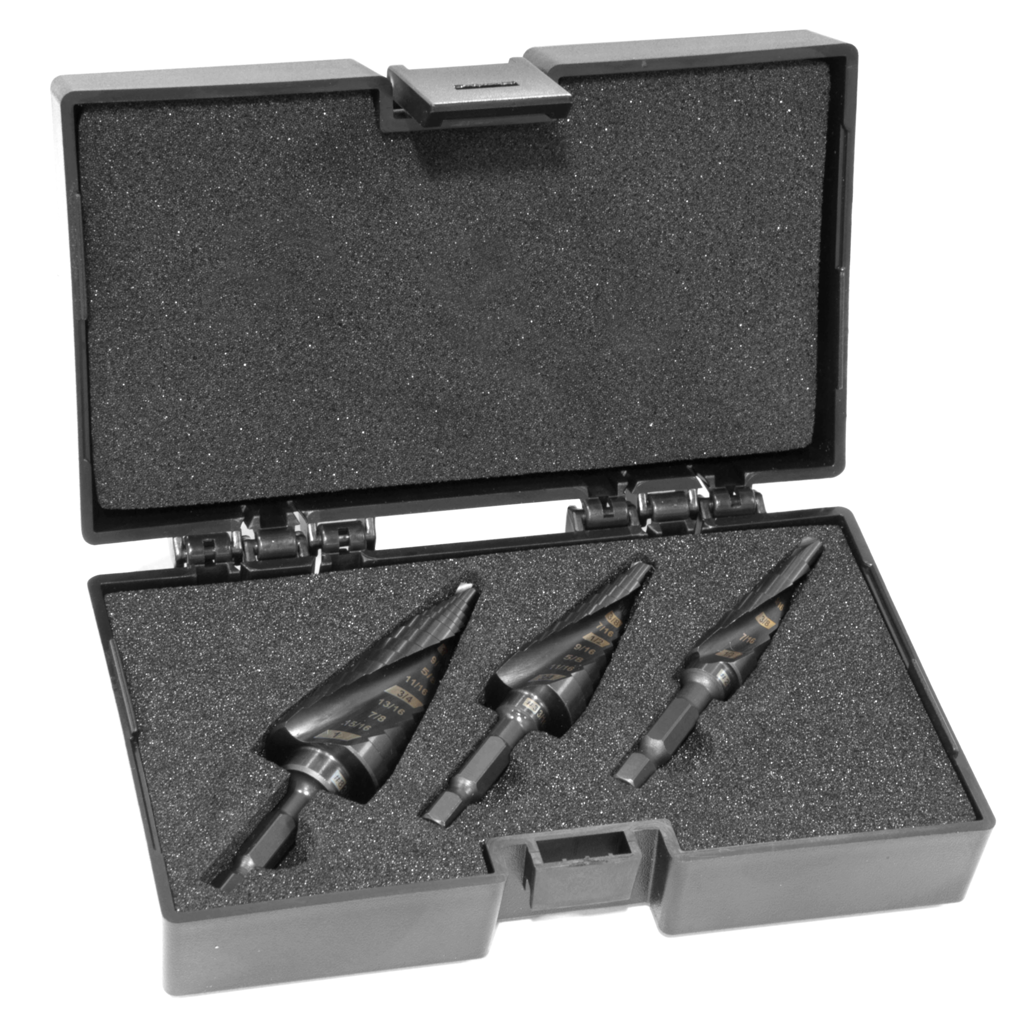 WEN Impact-Duty Titanium Step Drill Bit Set - 3-Piece, Dual-Spiral Flutes, Laser-Engraved, Model# DB238X