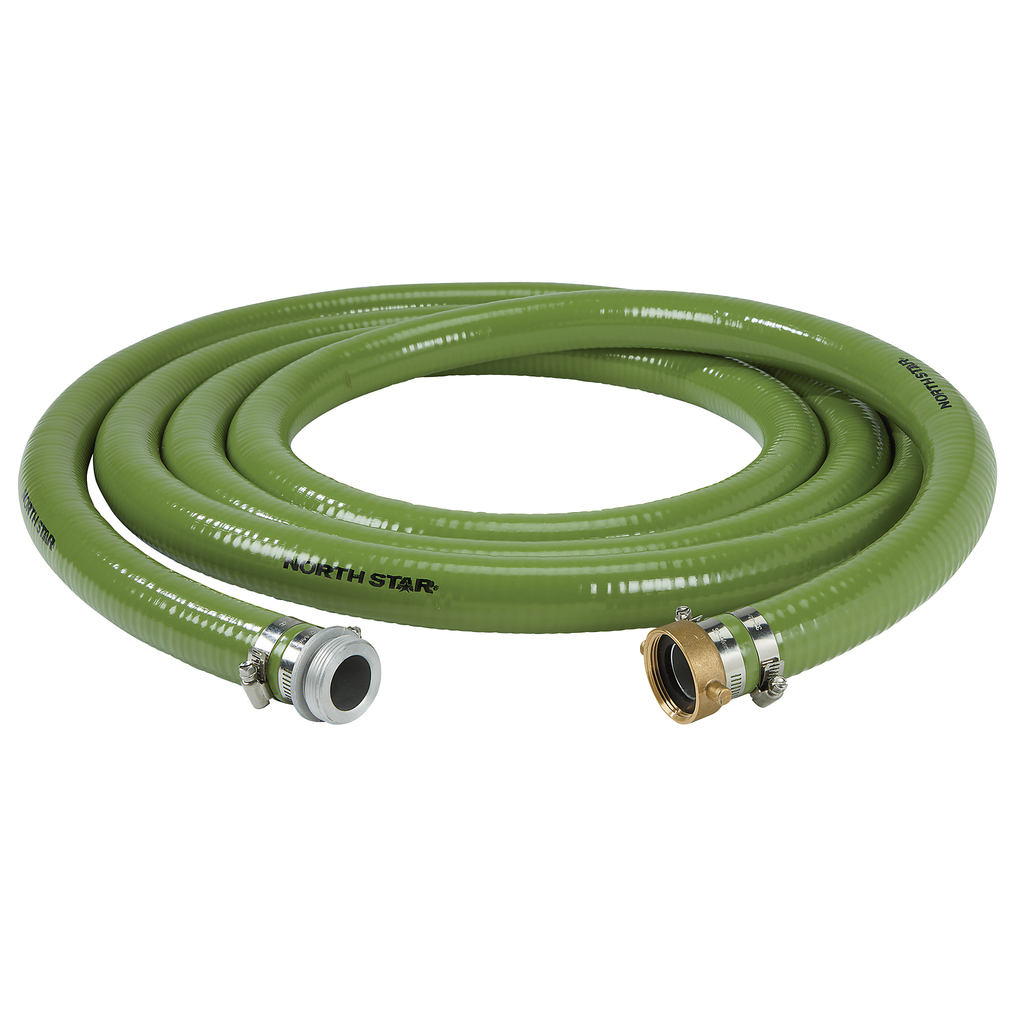 NorthStar Water Pump Suction Hose, 1-1/2in. x 20ft. Max. PSI 70, PVC, Industrial-Grade Aluminum Couplings