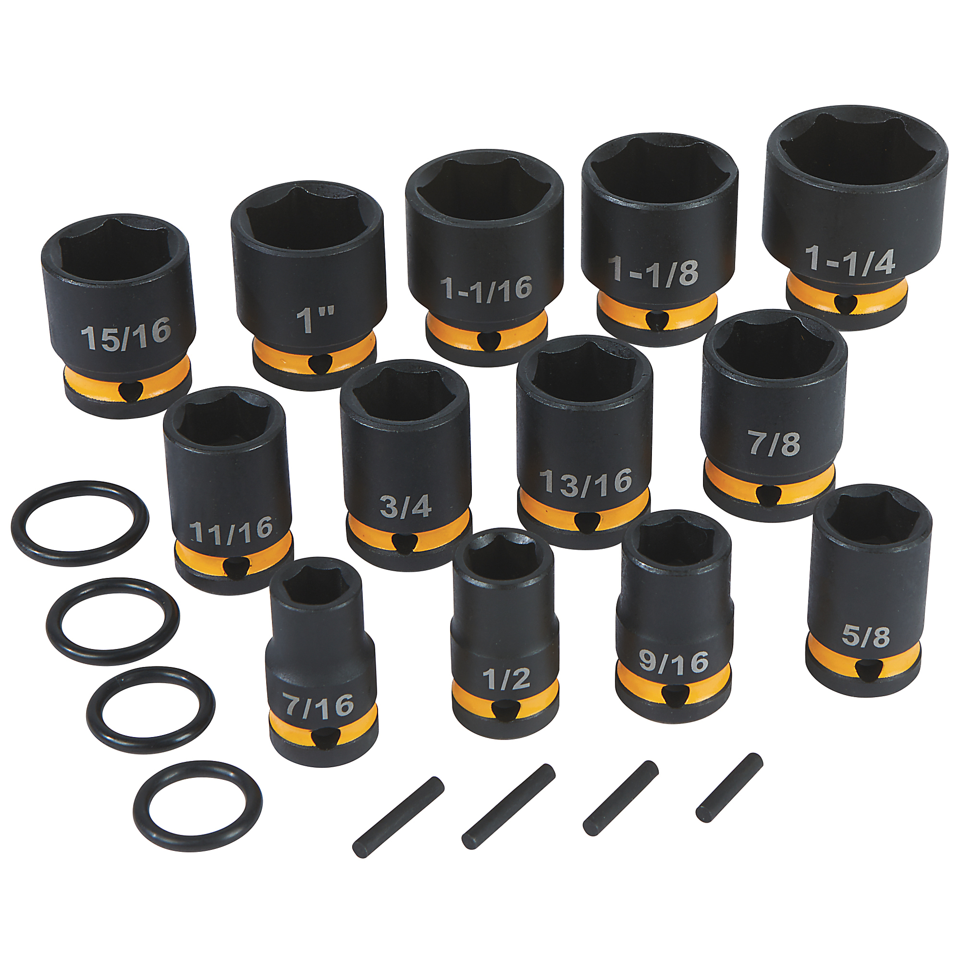 Klutch 1/2in. drive Impact Socket Set, SAE, Chrome Molybdenum, 13 Pcs