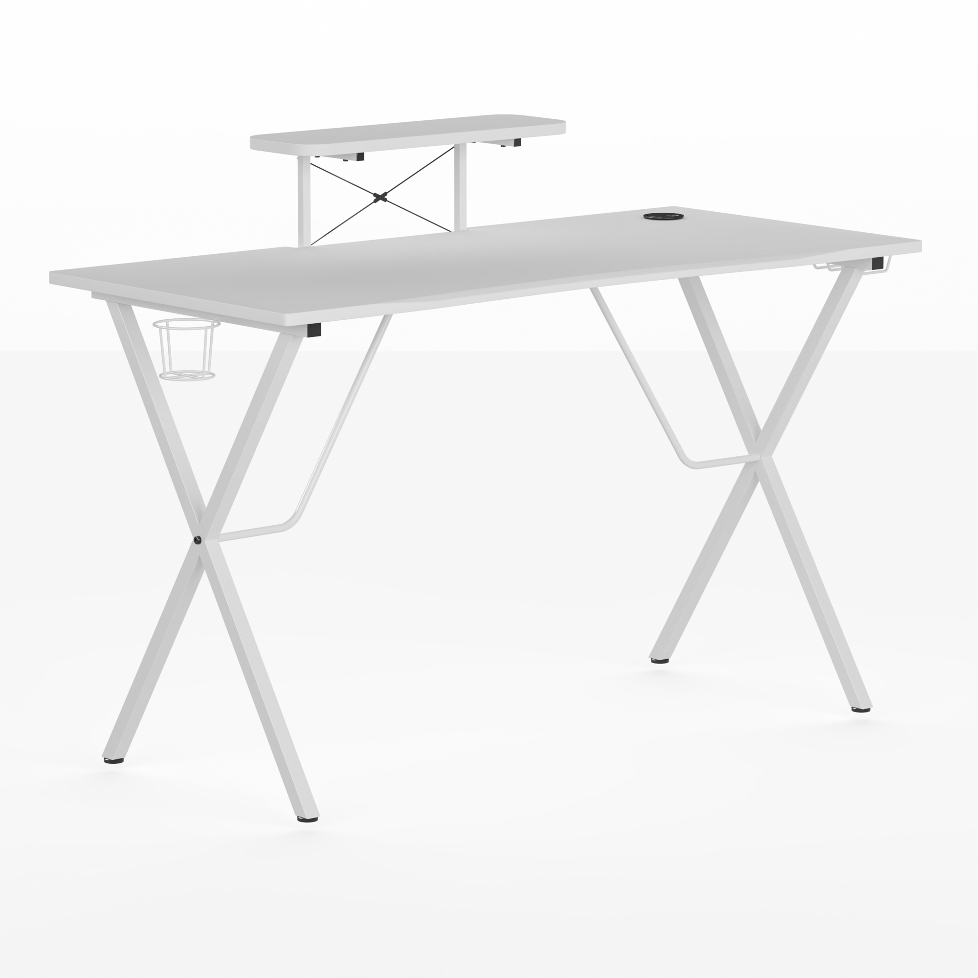 Flash Furniture, White Gaming Desk with Monitor/Smartphone Stand, Width 51.5 in, Height 37.25 in, Depth 23.75 in, Model# NANRSG1031WH