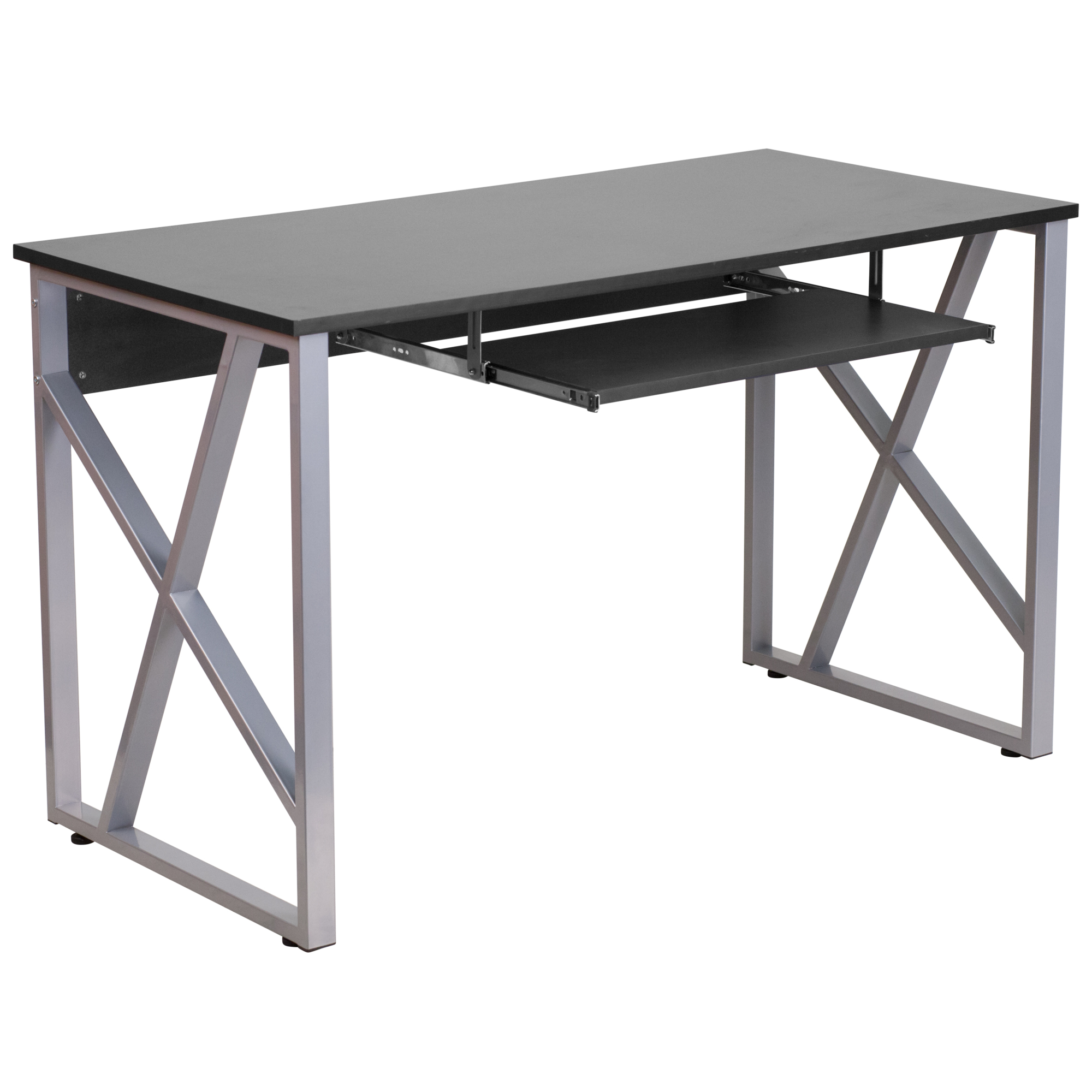 Flash Furniture, Black Computer Desk with Pull-Out Keyboard Tray, Width 47.25 in, Height 29.25 in, Depth 23.75 in, Model# NANWK004