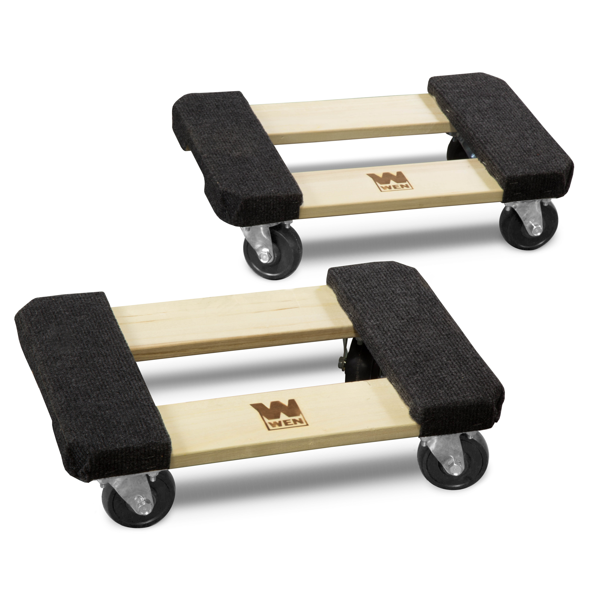WEN Furniture Dolly Pair - 12in. x 18in., 1320-Lb. Capacity, Hardwood Frame, Carpeted Surface, Model# 721218