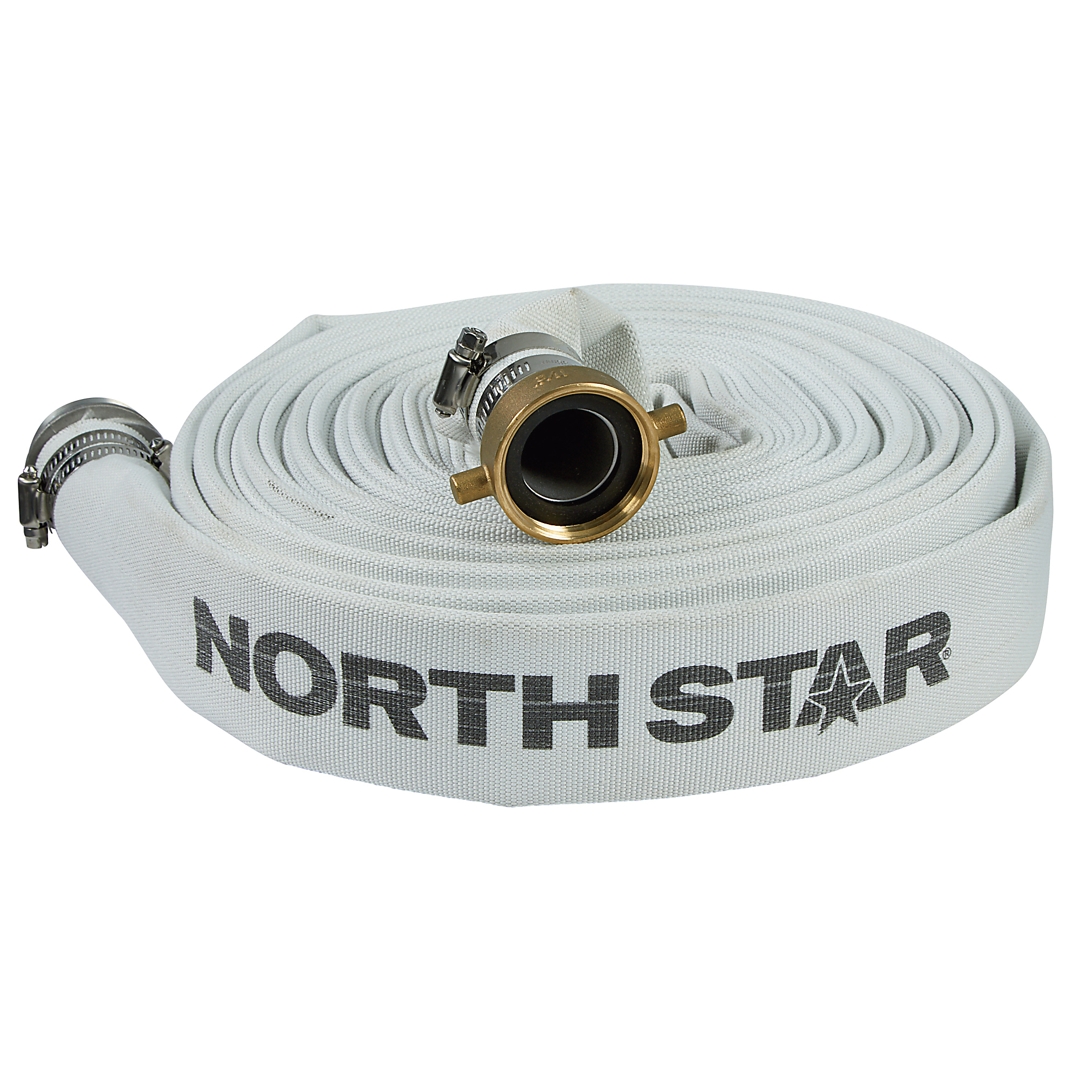 NorthStar Mill Water Pump Discharge Hose, 1-1/2in. x 50ft. Max. PSI 250, Lays Flat, Industrial-Grade Aluminum Couplings