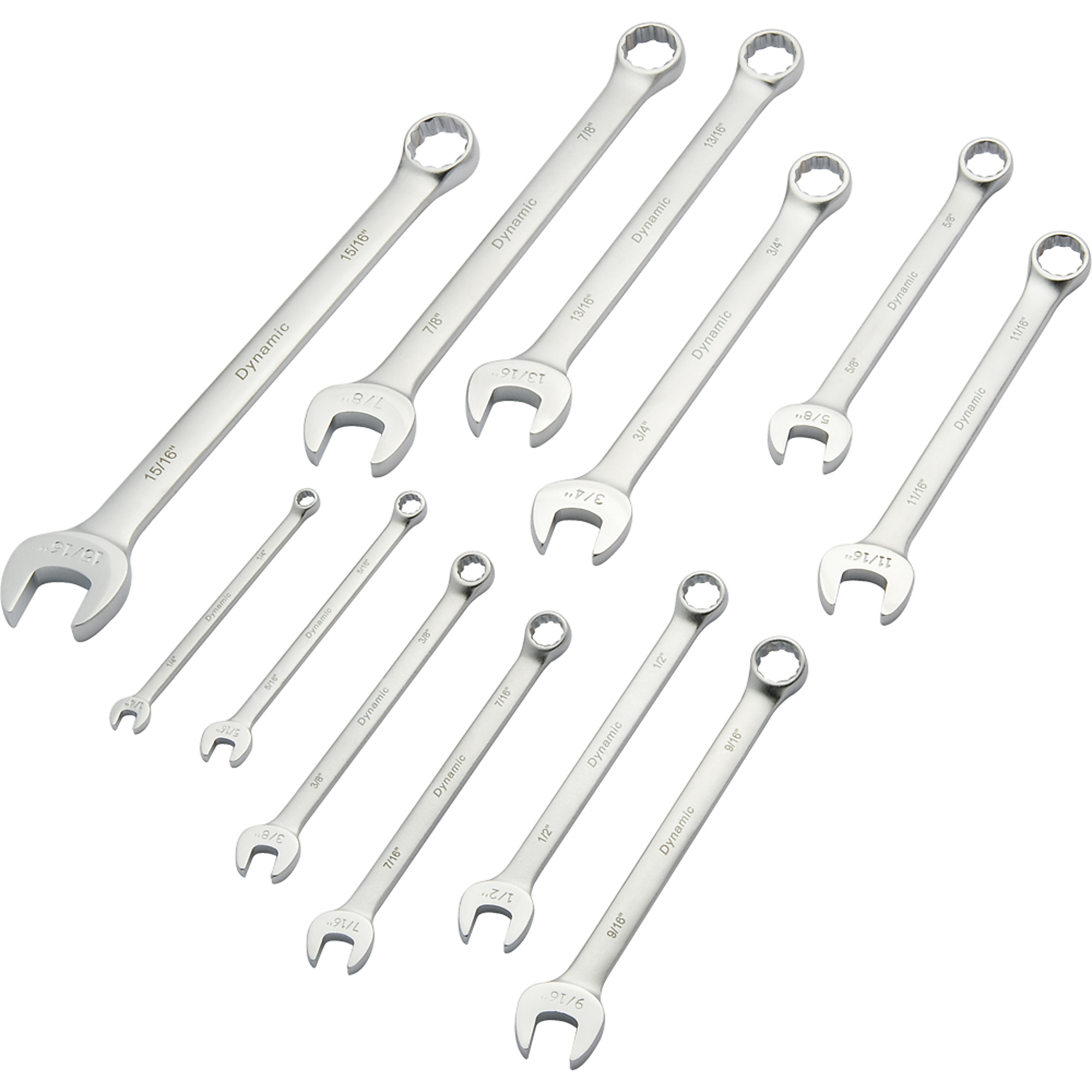 Dynamic Tools, 12 Piece SAE Combination Wrench Set Satin, Model# D074222