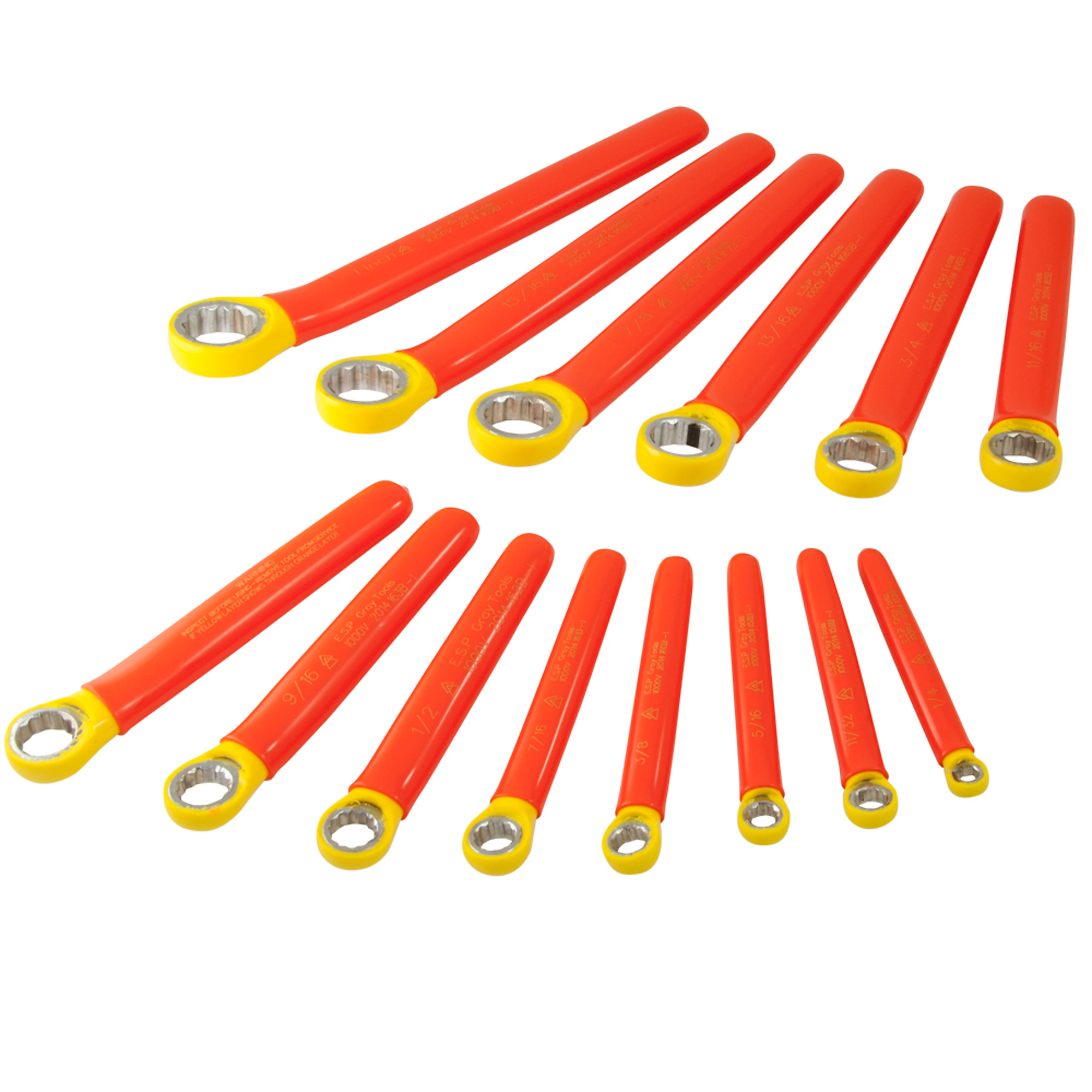 Gray Tools, 14 Piece 12 Point SAE Box Wrench Set 1000V Insulated, Model