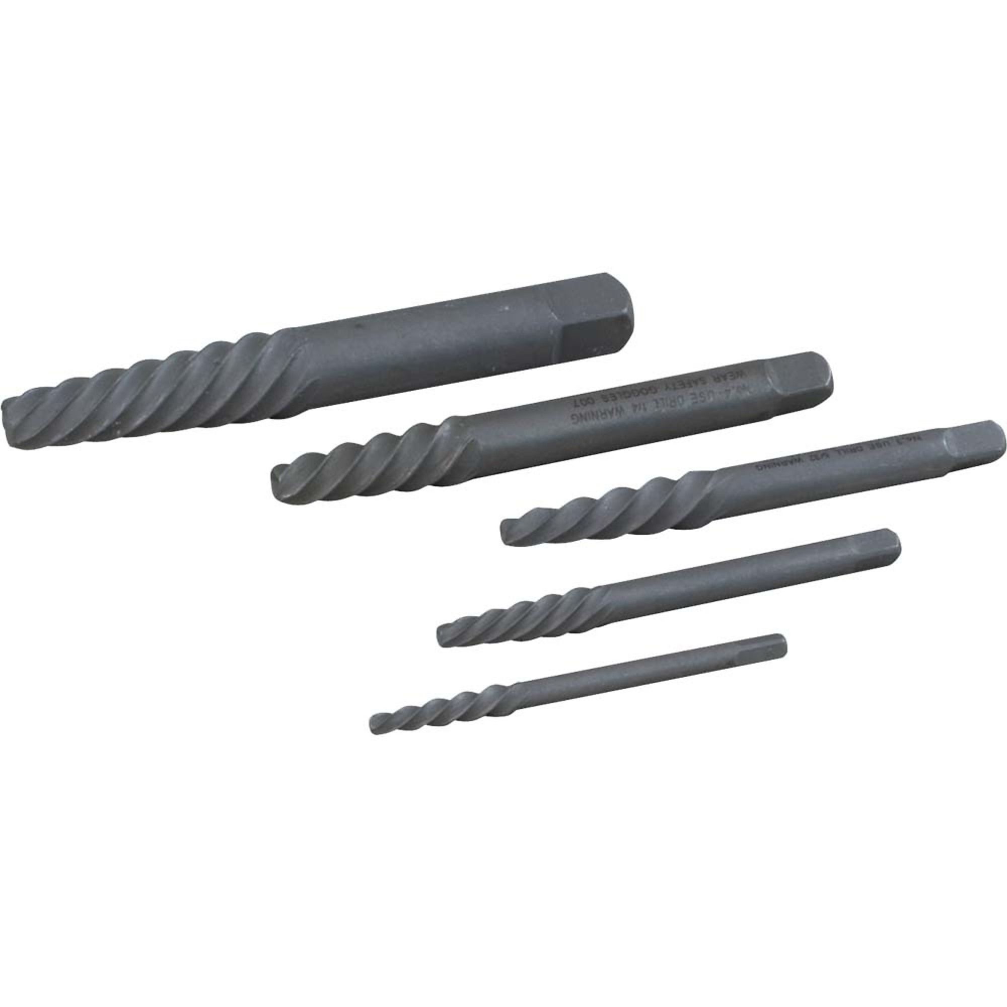 Gray Tools, Left Hand Spiral Tapered Flute Screw Extractor Set, Extractor Type Screw, Pieces (qty.) 5 Material Carbon Steel, Model# S35P