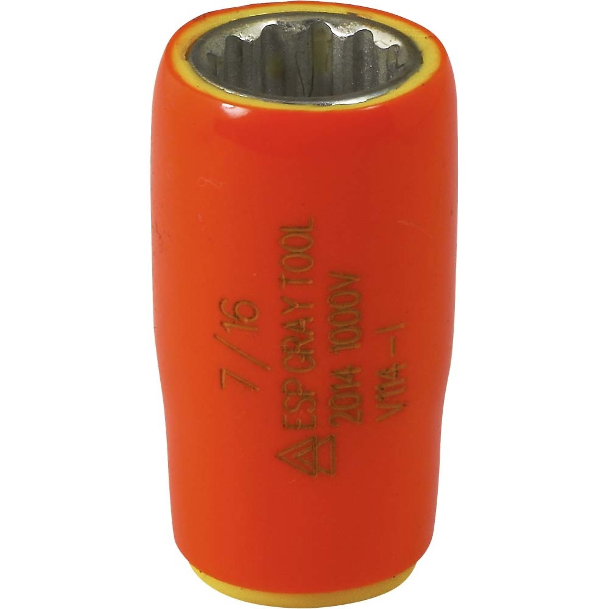 Gray Tools, 7/16in. X 1/4in. Drive Socket 1000V Insulated, Socket Size 7/16 in, Drive Size 1/4 in, Model# V114-I