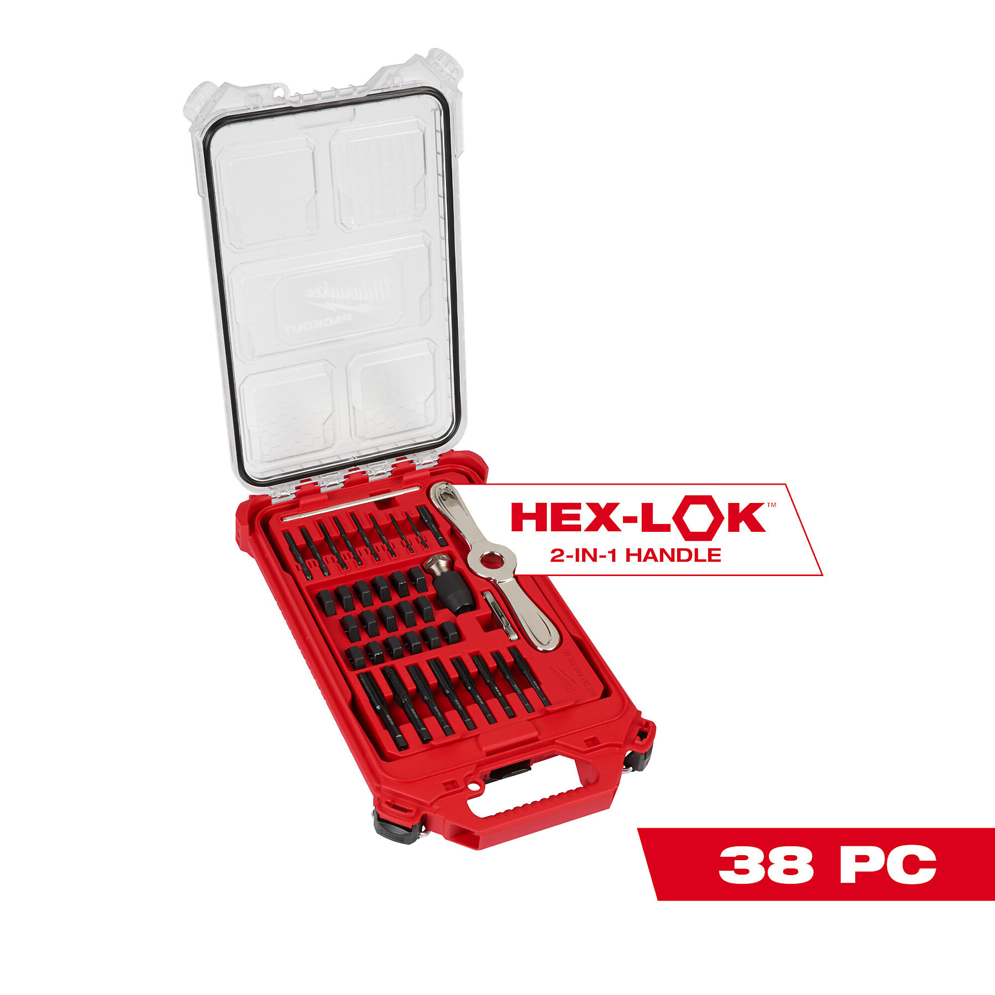 Milwaukee 38-Pc. SAE Tap and Die PACKOUT Set with Hex-LOK 2-in-1 Handle, Model# 49-22-5604