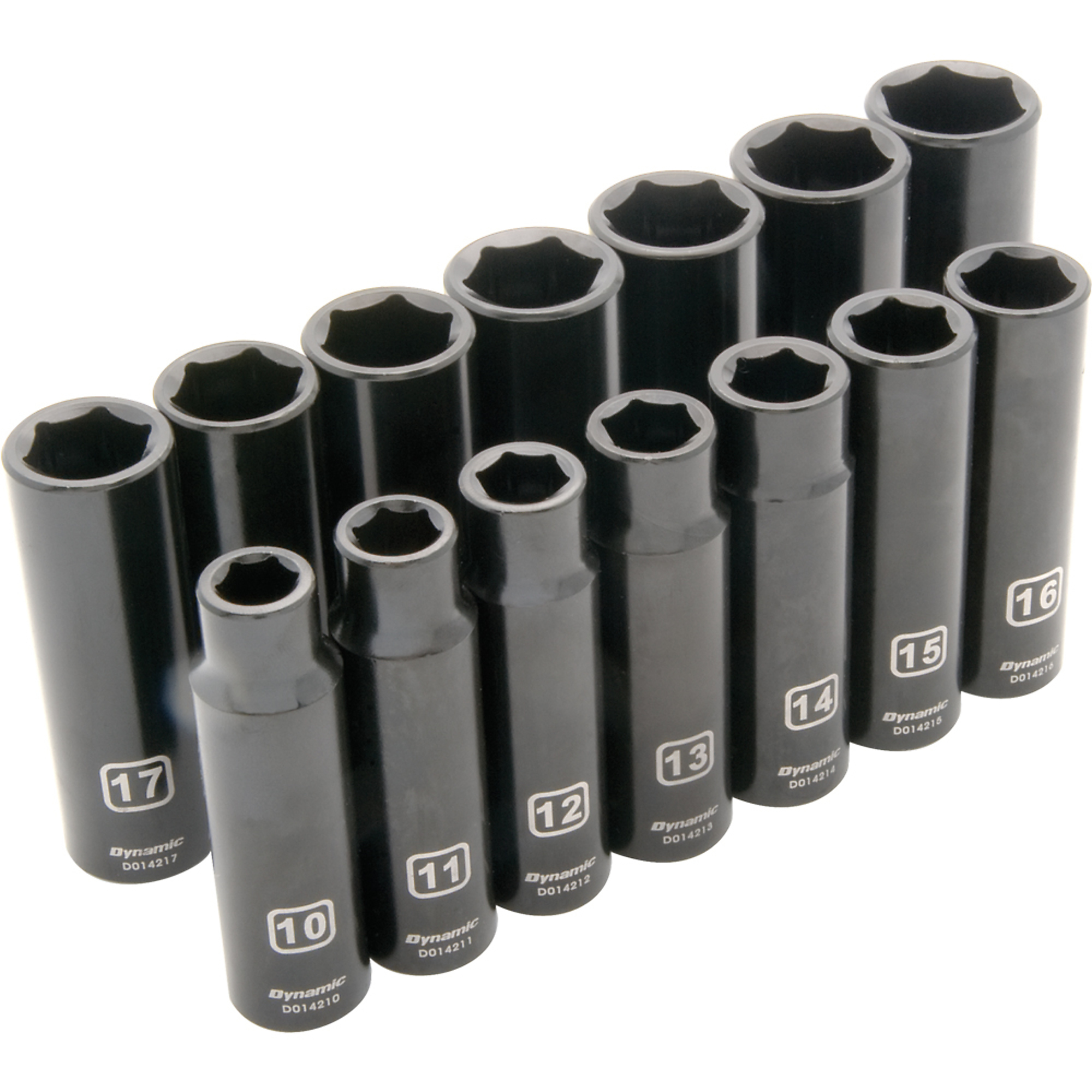 Dynamic Tools, 1/2in. 6 Point Deep Impact Metric Socket Set, Measurement Standard Metric, Pieces (qty.) 14 Socket Set Type 1/2in. Drive Sets, Model# D018022