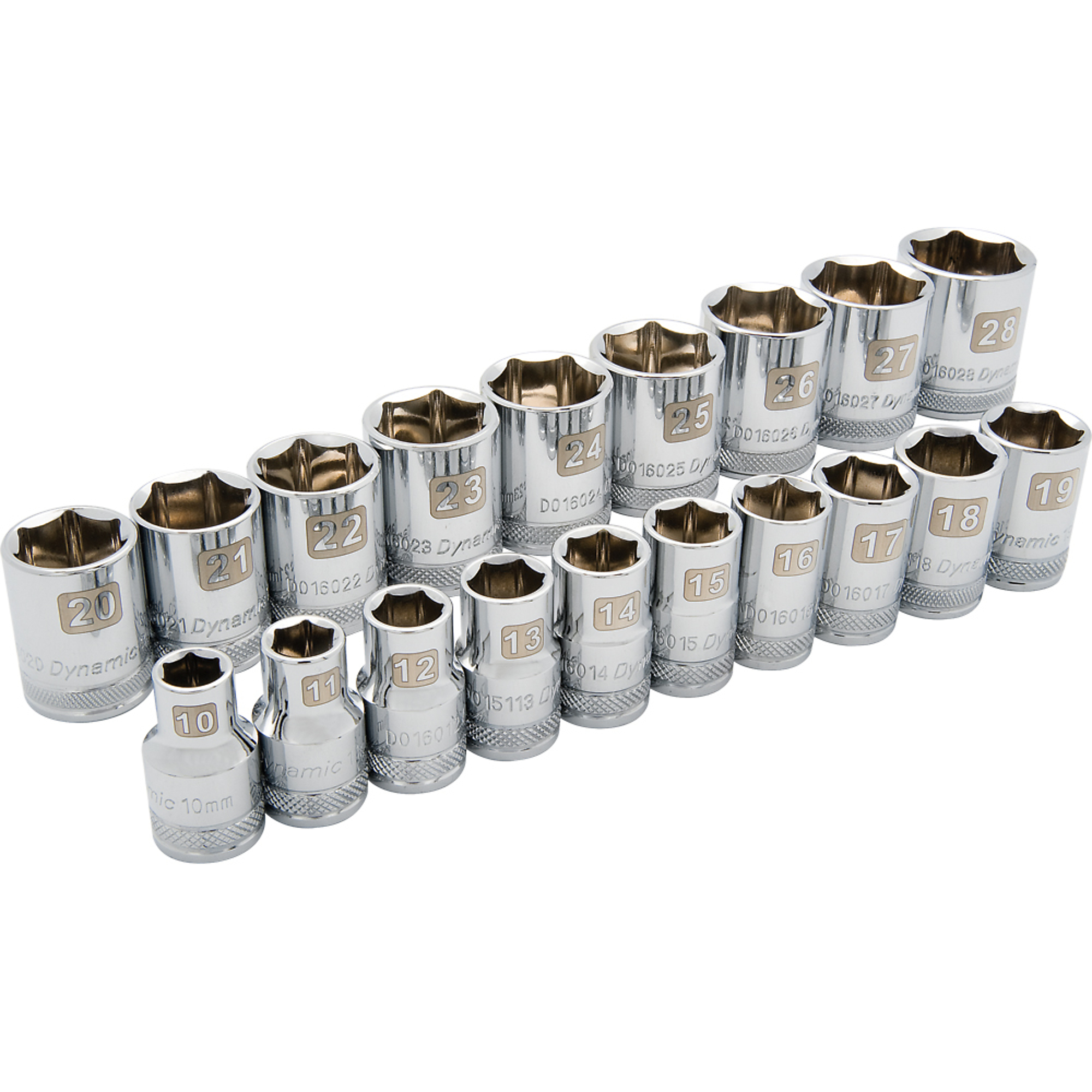 Dynamic Tools, 1/2in. 6 Point Standard/Metric Socket Set, Measurement Standard Metric, Pieces (qty.) 19 Socket Set Type 1/2in. Drive Sets, Model# D018004