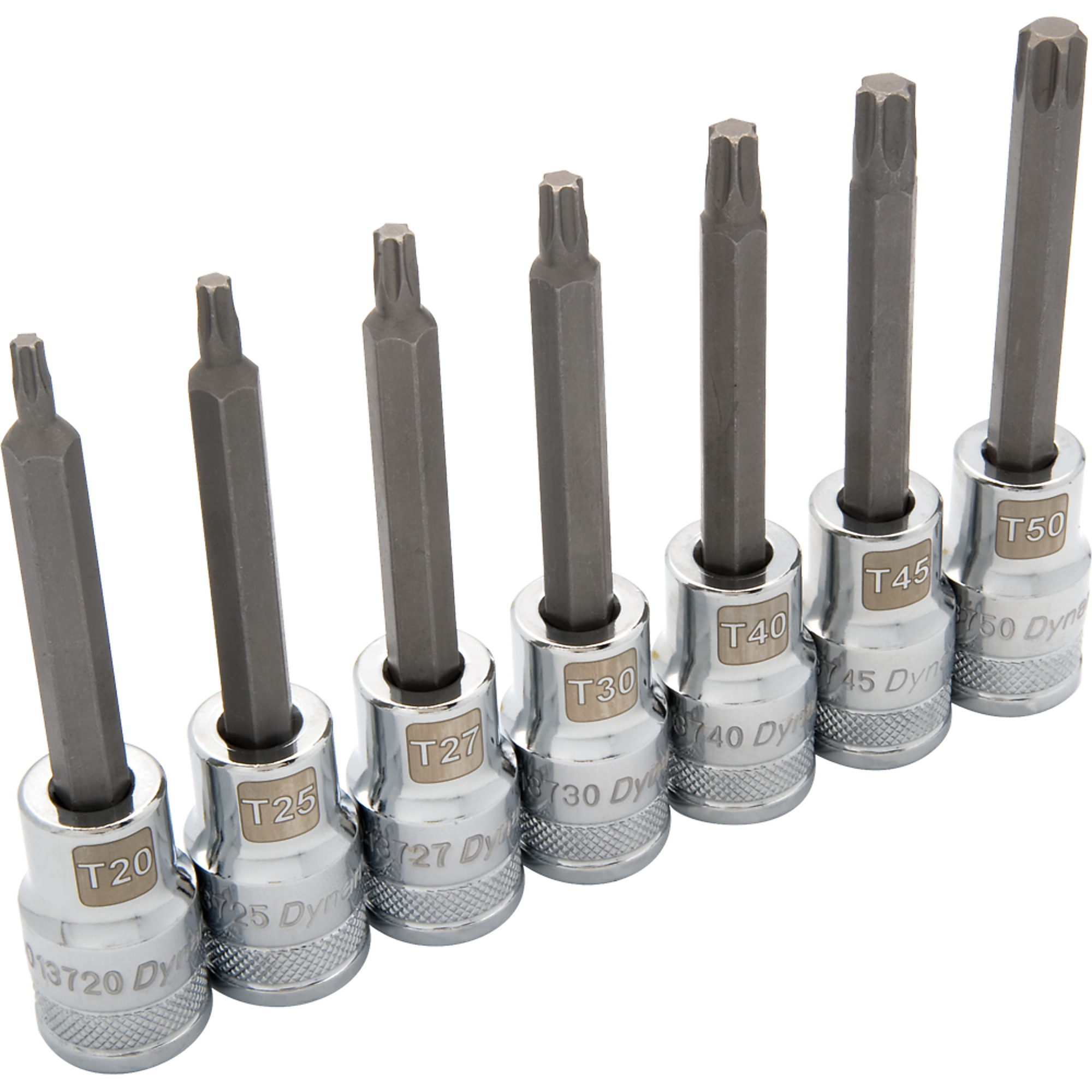 Dynamic Tools, 1/2in. Drive 7 Piece Long, Torx Socket Set, Pieces (qty.) 7 Socket Set Type Hex and Star Sets, Model# D018017