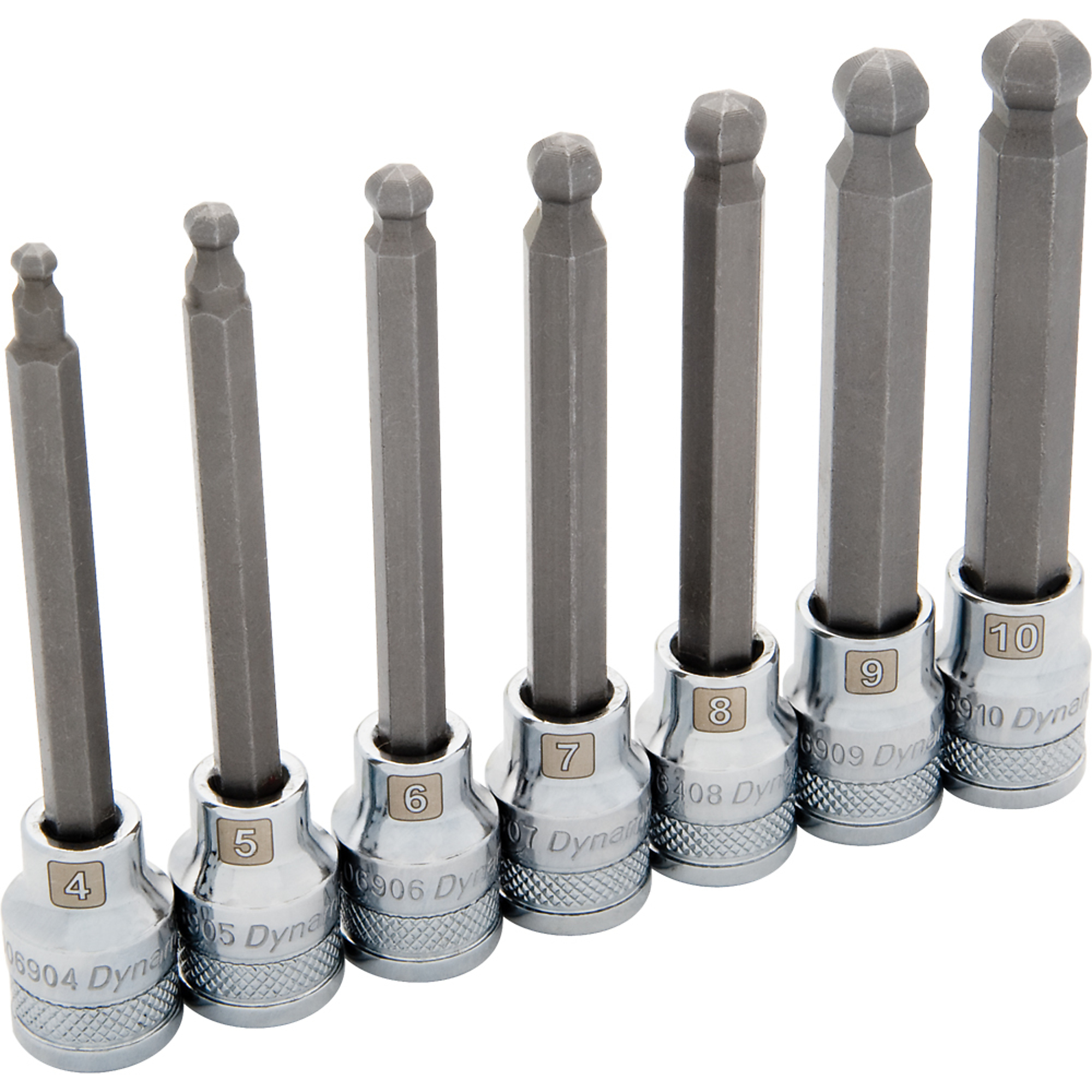 Dynamic Tools, 3/8in. Metric Long Ball Nose Hex Socket Set, Measurement Standard Metric, Pieces (qty.) 7 Socket Set Type 3/8in. Drive Sets, Model# D010025