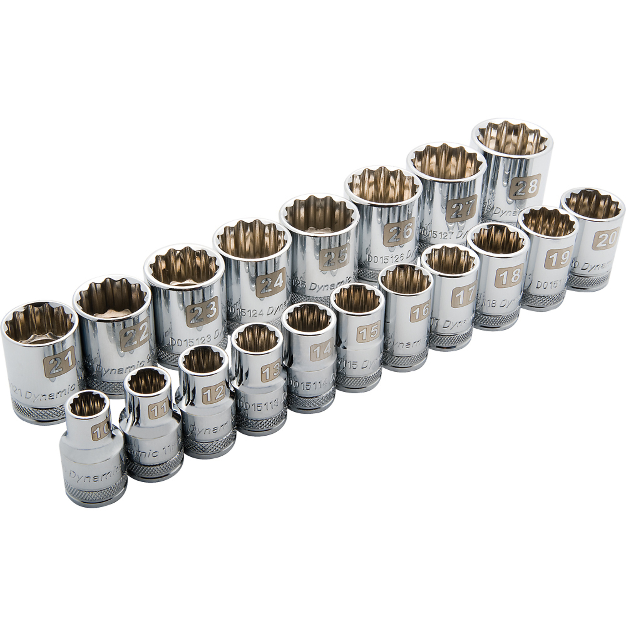 Dynamic Tools, 1/2in. 12 Point Standard/Metric Socket Set, Measurement Standard Metric, Pieces (qty.) 19 Socket Set Type 1/2in. Drive Sets, Model# D018006