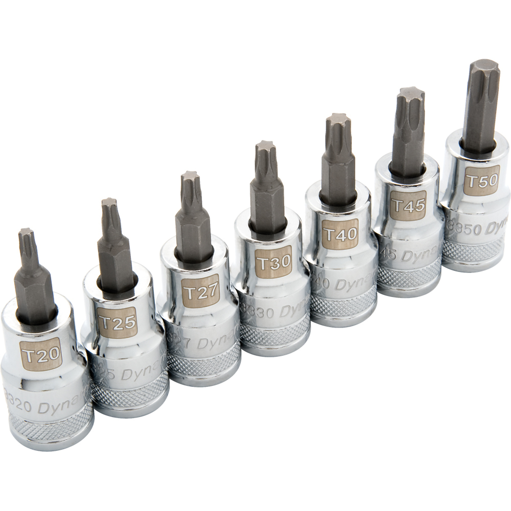 Dynamic Tools, 1/2in. Drive 7 Piece Standard, Torx Socket Set, Pieces (qty.) 7 Socket Set Type Hex and Star Sets, Model# D018016