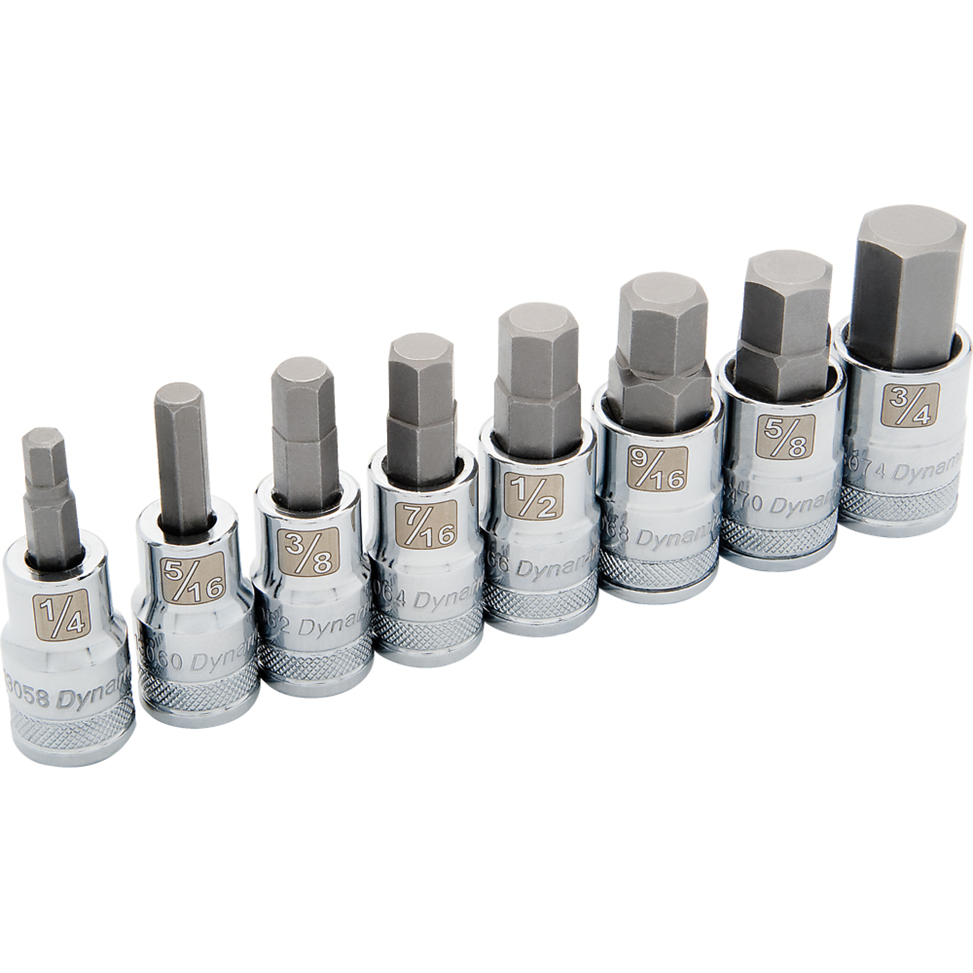 Dynamic Tools, 1/2in. Drive 8 Piece Standard SAE, Hex Socket Set, Measurement Standard Standard (SAE), Pieces (qty.) 8 Socket Set Type Hex and Star Sets, Model# D018018