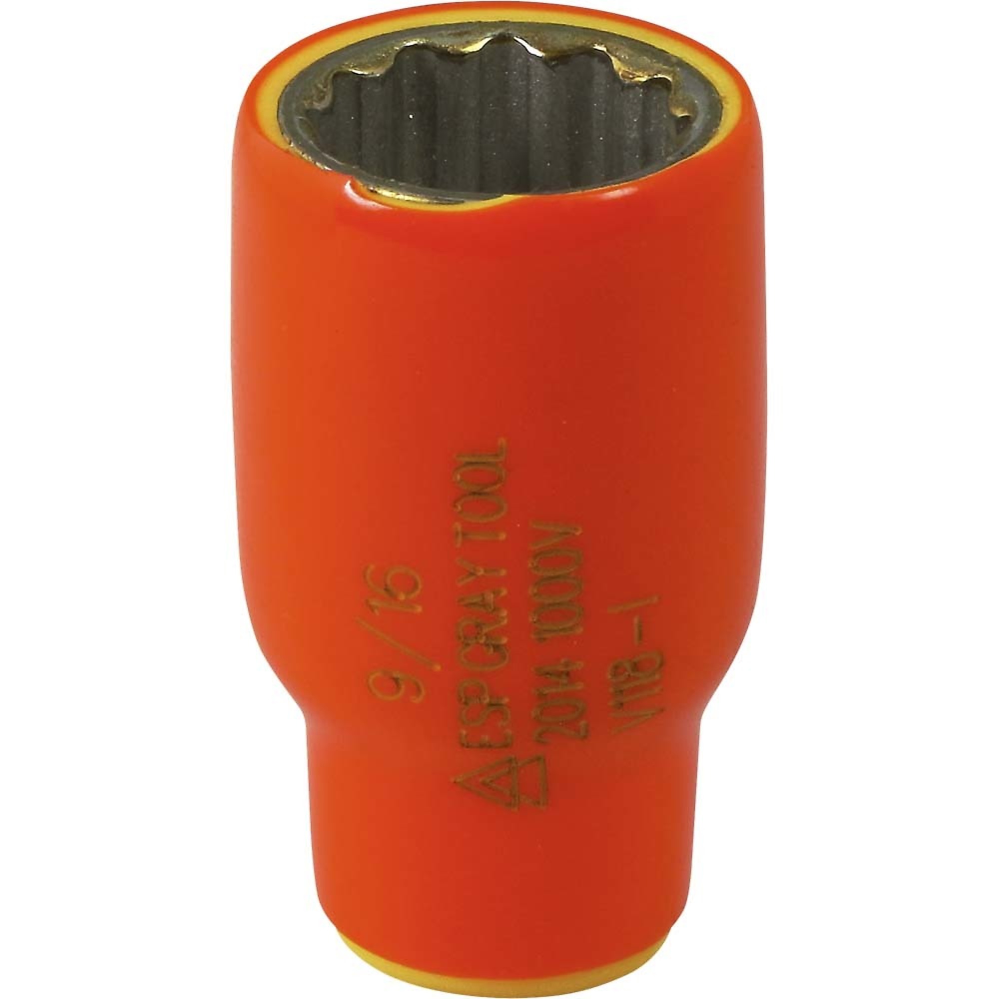 Gray Tools, 9/16in. X 1/4in. Drive Socket 1000V Insulated, Socket Size 9/16 in, Drive Size 1/4 in, Model# V118-I