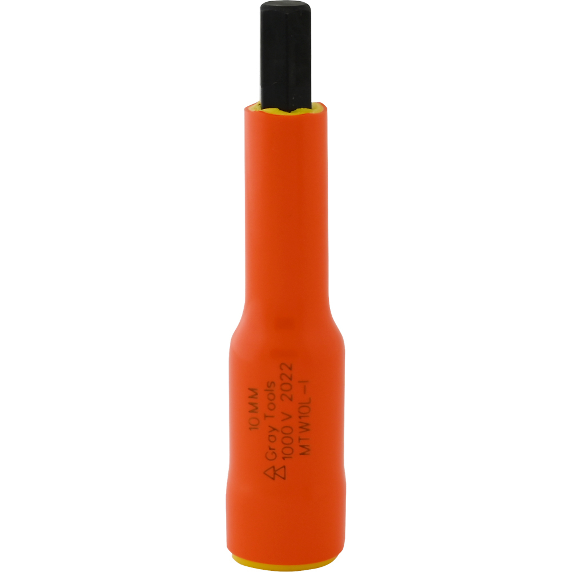 Gray Tools, 10mm X 3/8in. Drive Long Hex 1000V Insulated Socket, Socket Size Metric 10 mm, Drive Size 3/8 in, Model# MTW10L-I