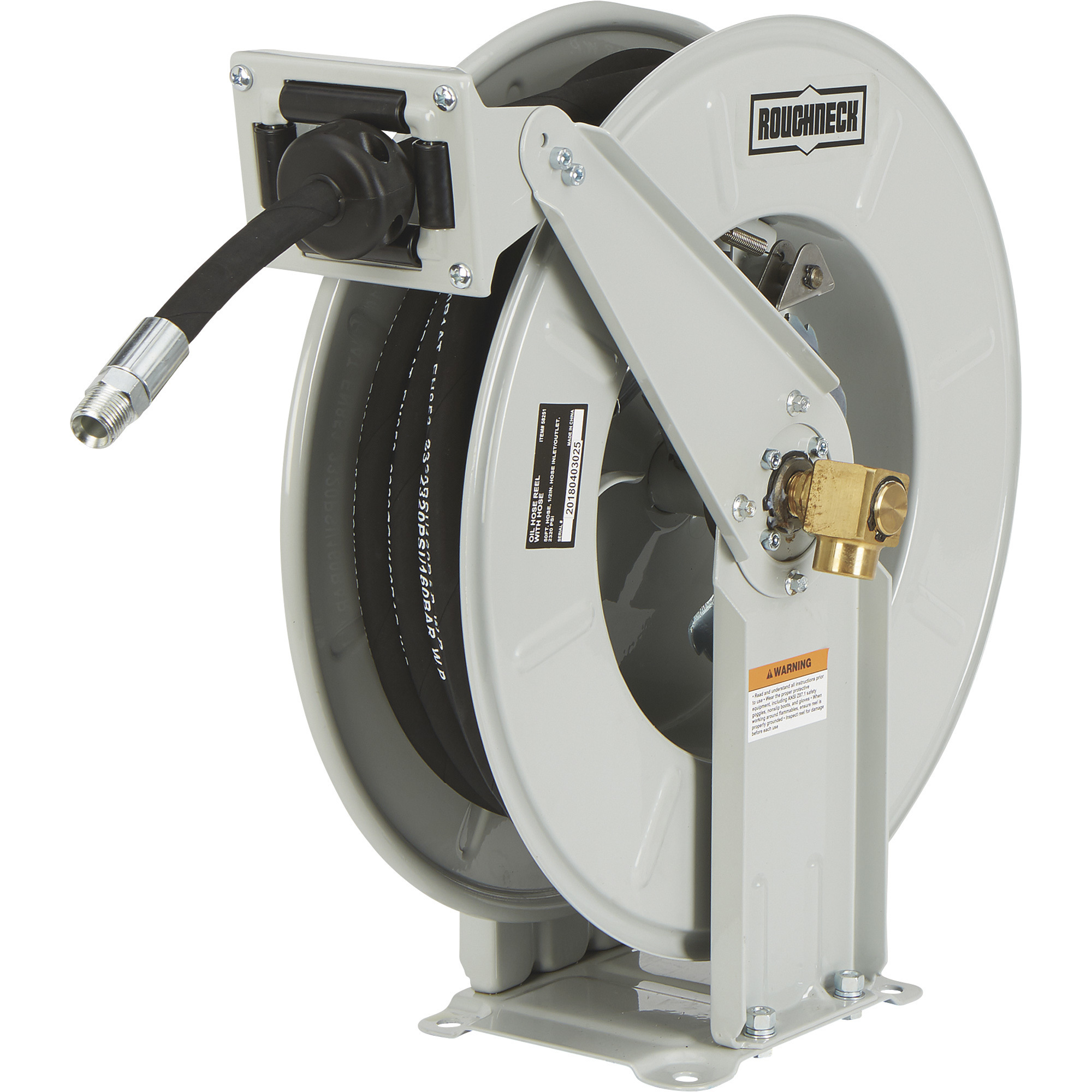 Roughneck Heavy-Duty Oil Hose Reel — With 1/2in. x 50ft. Hose, 2320 PSI ...