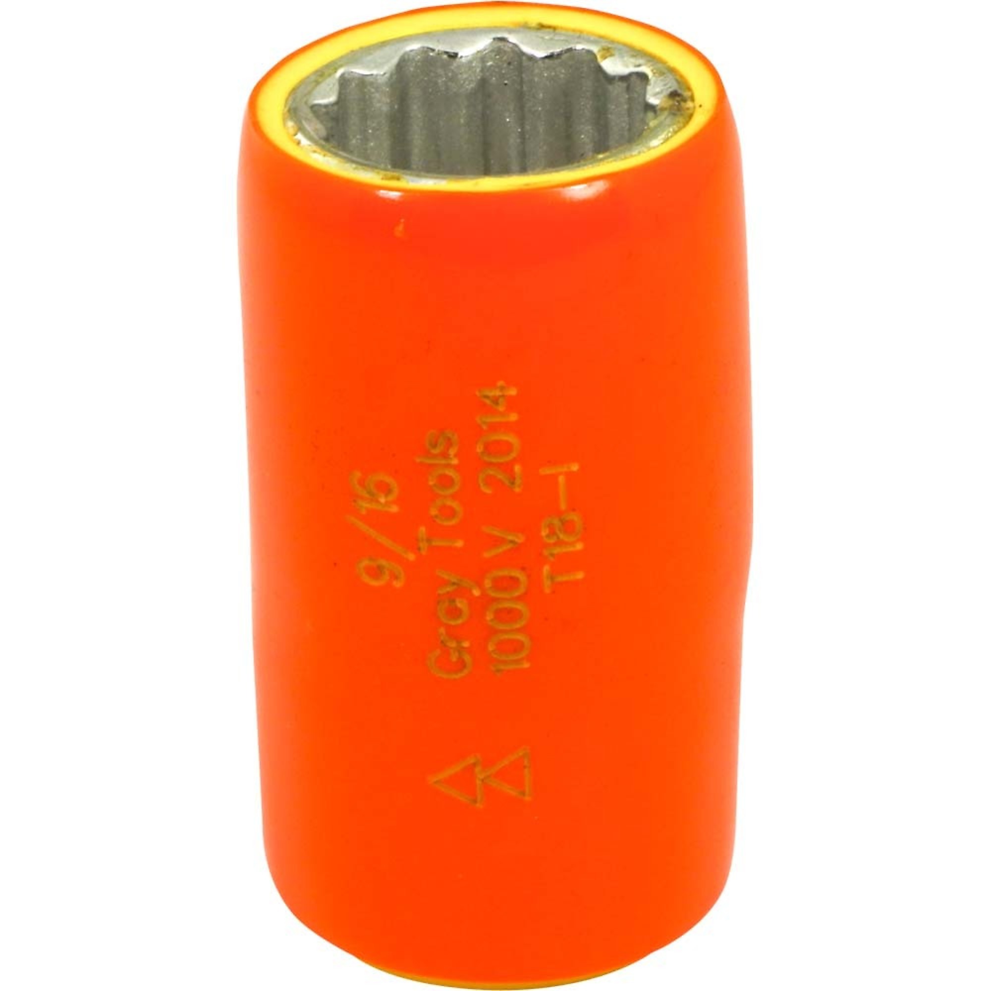 Gray Tools, 9/16in. X 3/8in. Drive Socket 1000V Insulated, Socket Size 9/16 in, Drive Size 3/8 in, Model# T18-I