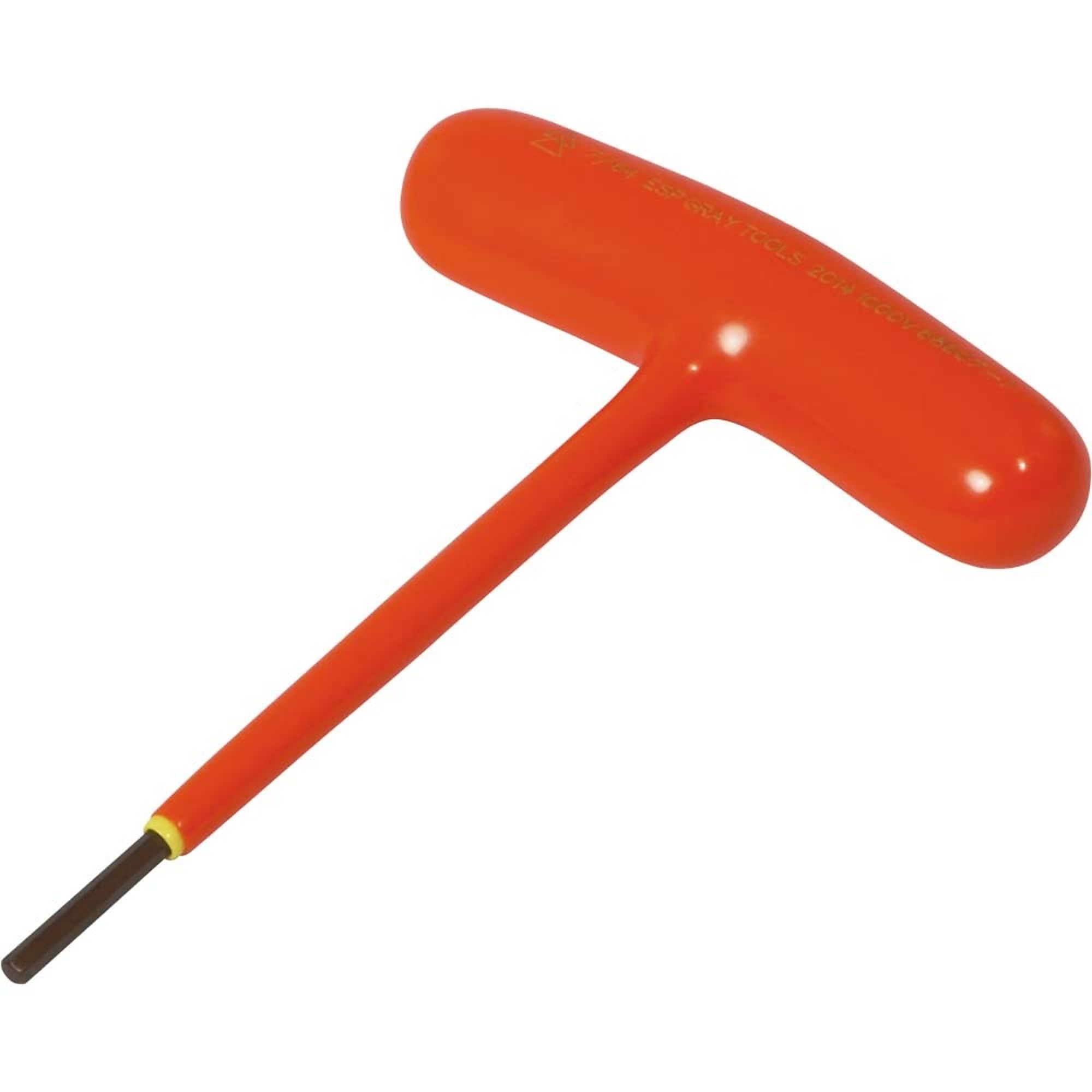 Gray Tools, 7/64in. S2 T-handle Hex Key, 1000V Insulated, Pieces (qty.) 1 Model# 68607-I