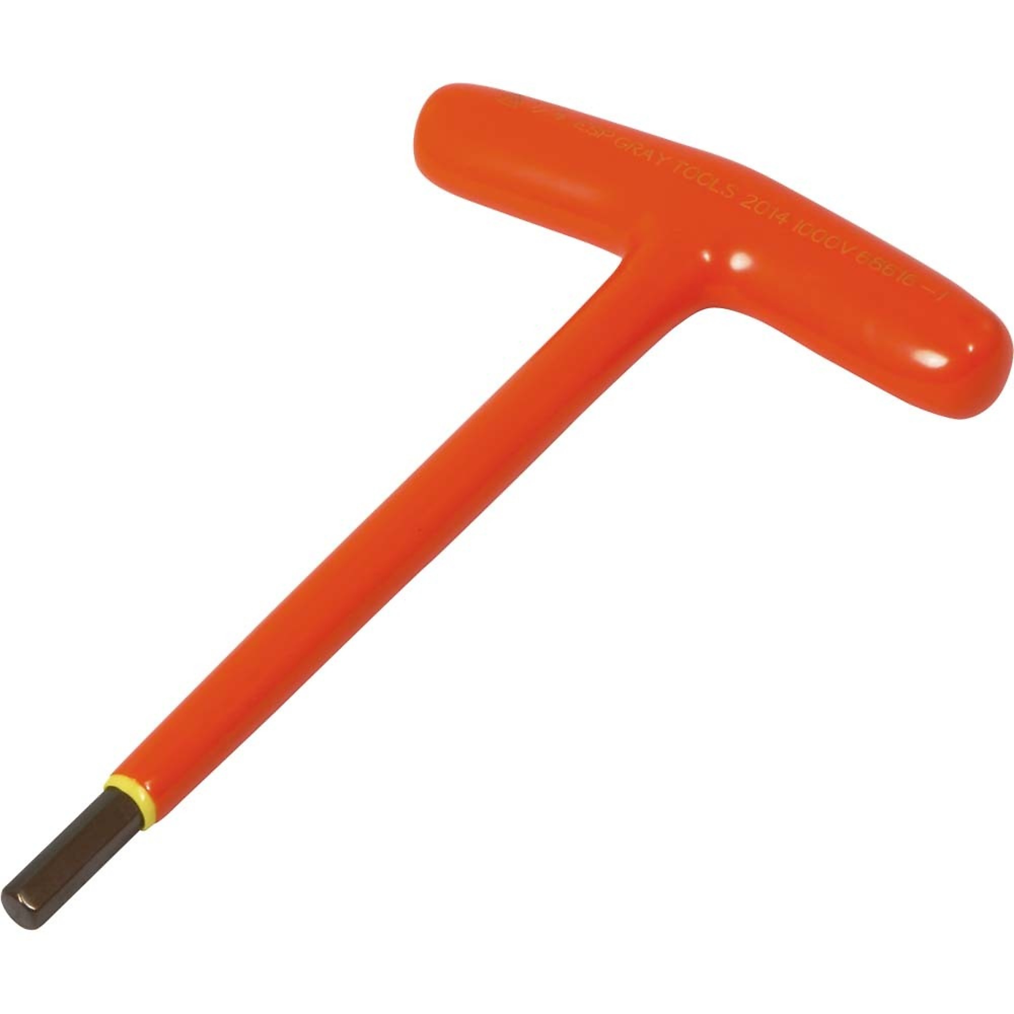Gray Tools, 1/4in. S2 T-handle Hex Key, 1000V Insulated, Pieces (qty.) 1 Model# 68616-I