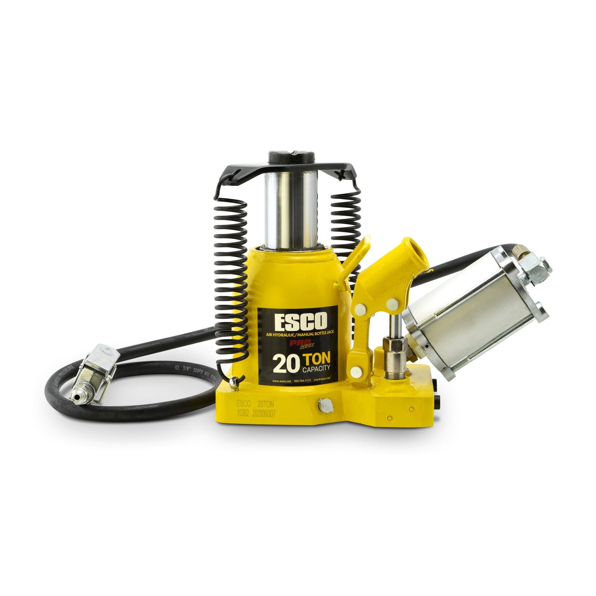 ESCO, 20 Ton Pro Low Hgt Series Air/Hydr Bottle Jack, Lift Capacity 20 Tons,  Max. Lift Height 12.625 in, Min. Lift Height 7.125 in, Model# 10382  Northern Tool