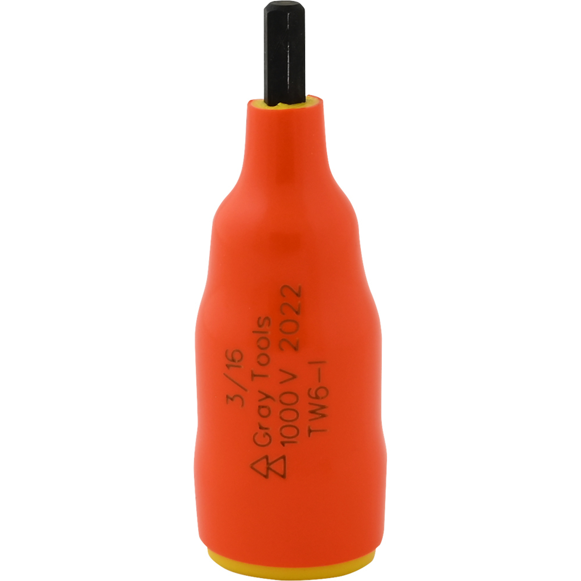 Gray Tools, 3/16in. X 3/8in. Drive Hex 1000V Insulated Socket, Socket Size 3/16 in, Drive Size 3/8 in, Model# TW6-I