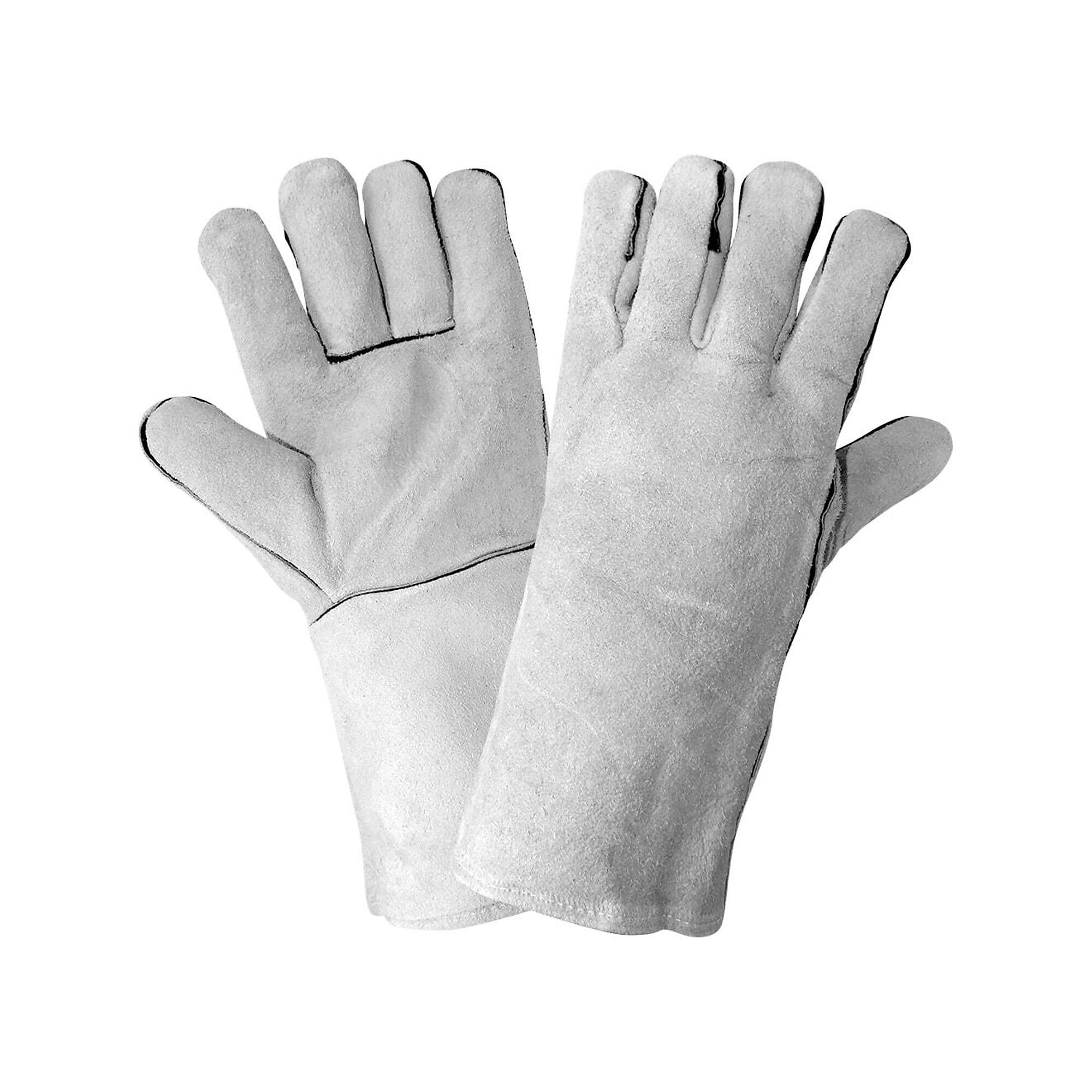 Global Glove Economy-Grade Gray, Split Cowhide, Welding Gloves - 12 Pairs