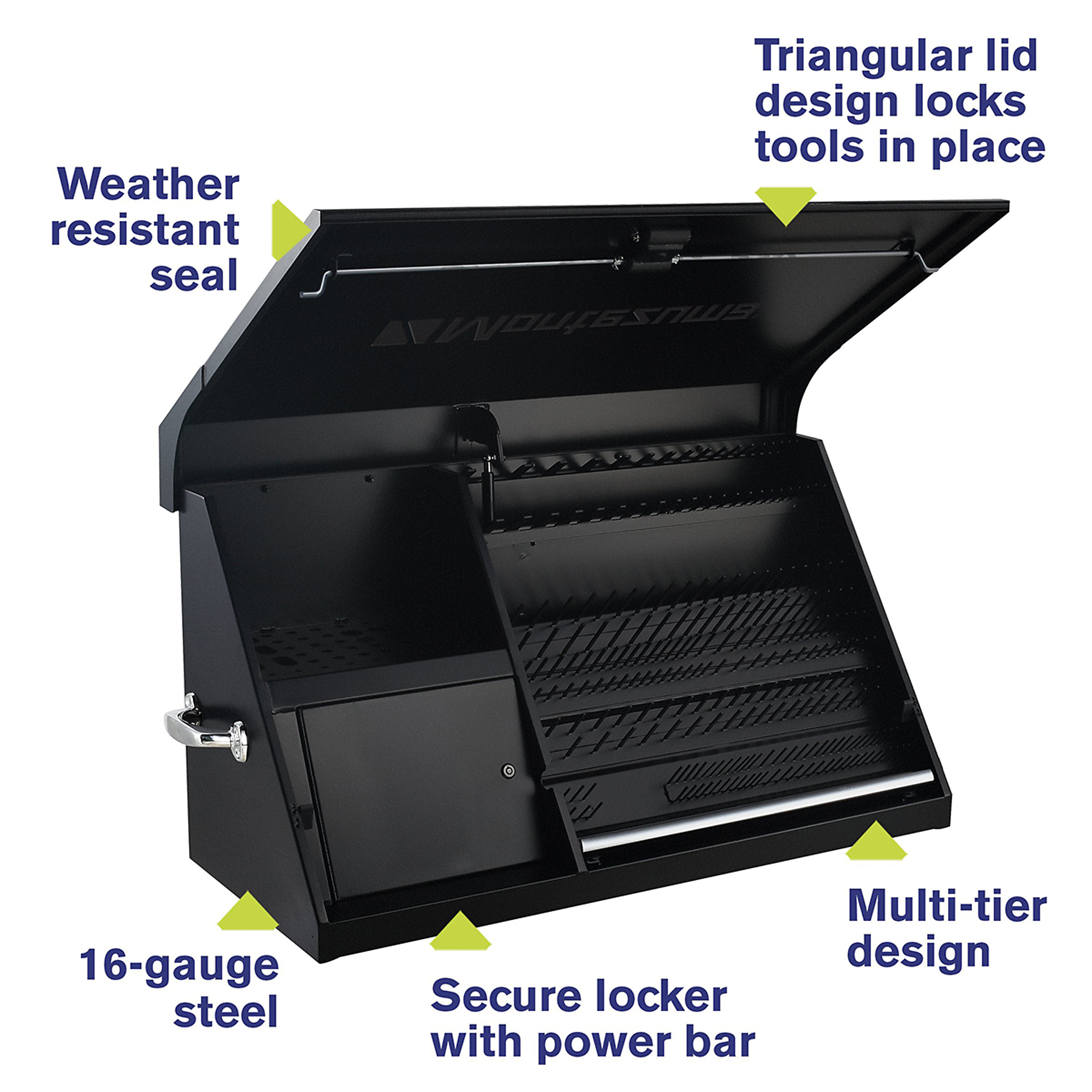Montezuma, 41in. x 18in. Triangle Toolbox (steel, black