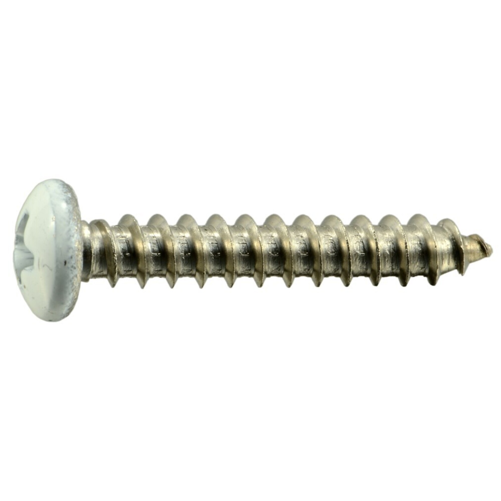 Midwest Fastener White Painted Stainless Steel Phillips Pan Head Sheet Metal Screws - #8 x 1in., 100 Pcs, Model# 09077