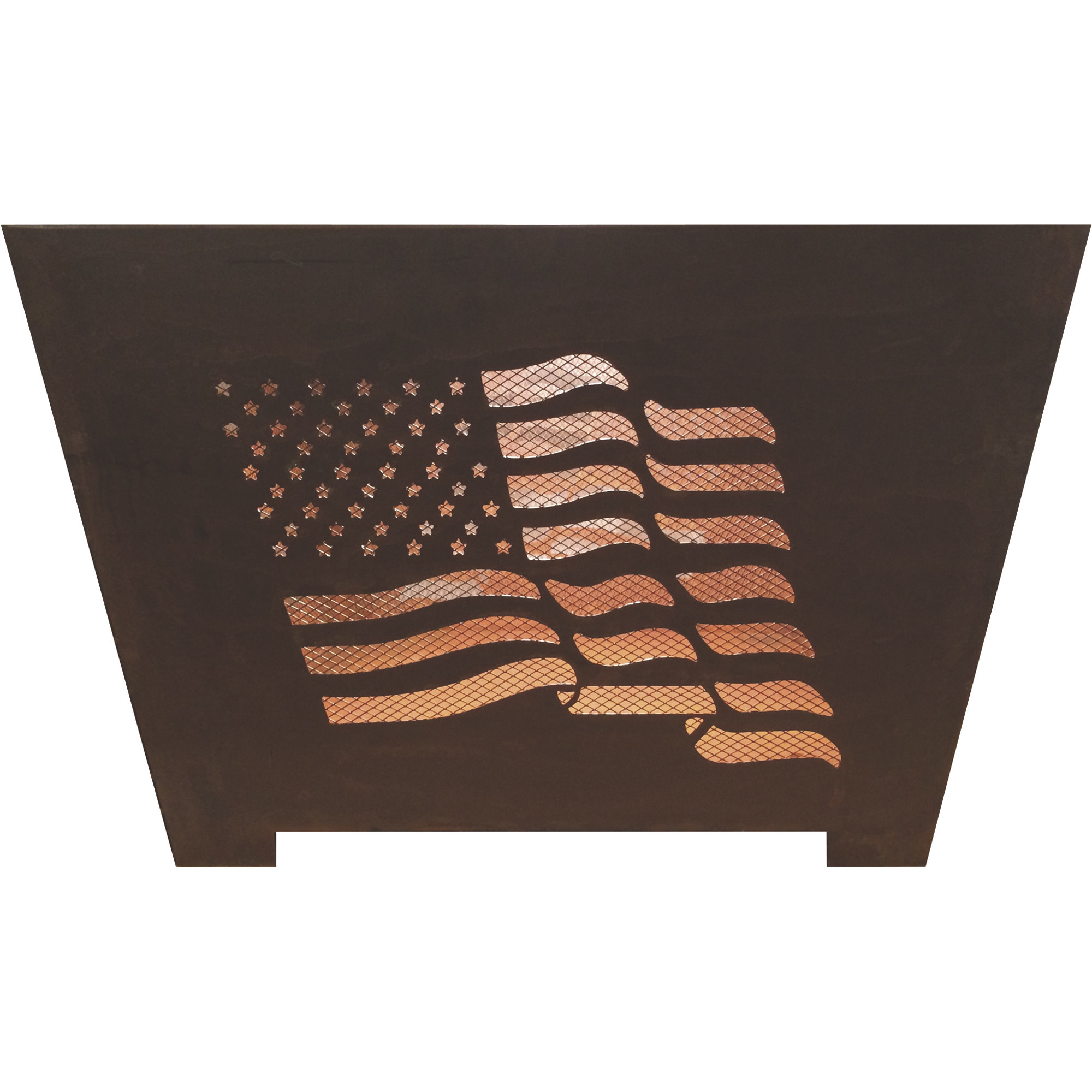 Esschert American Flag Laser Cut Fire Basket with Spark Screen, Model# FF1001