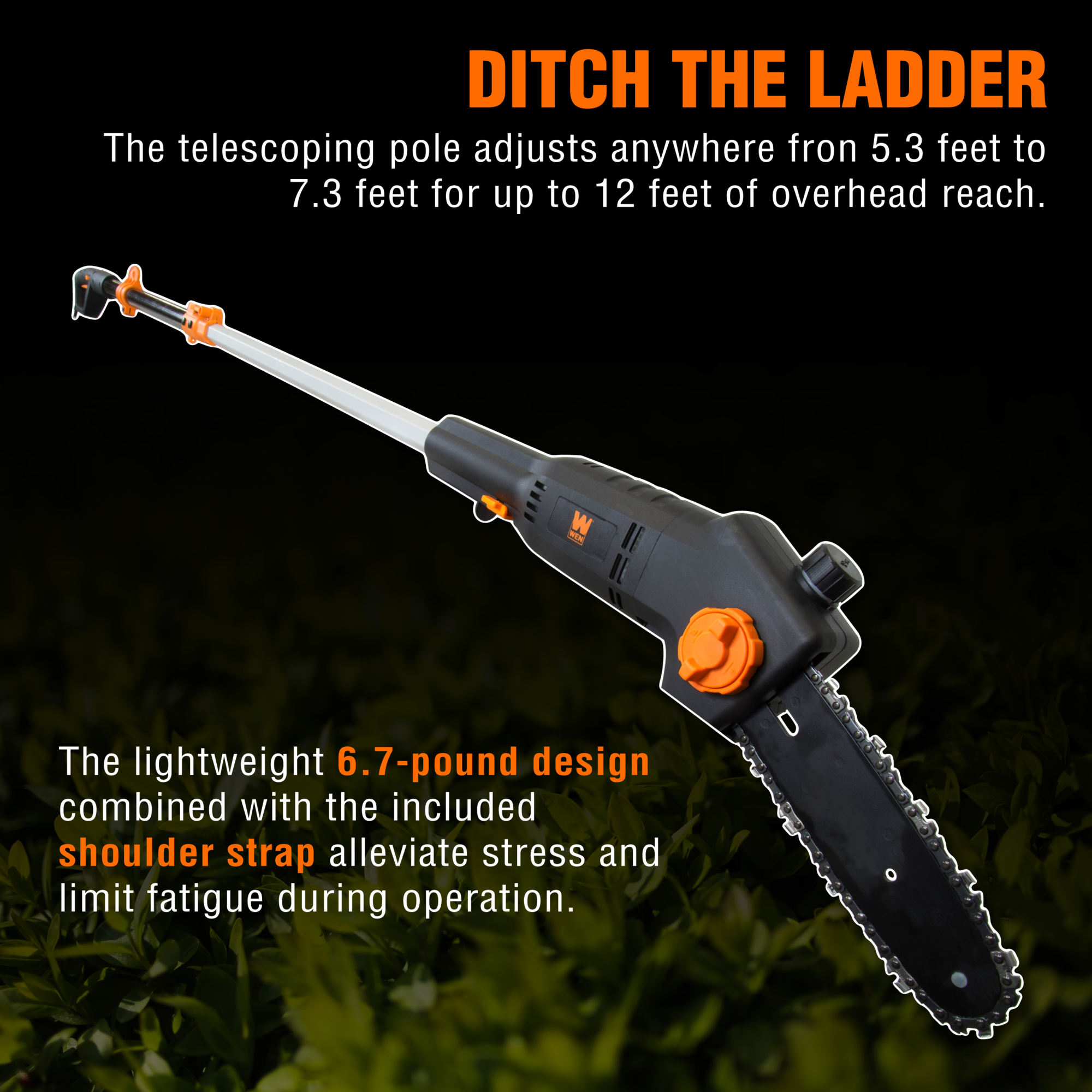 WEN, 6Amp 8in. Electric Telescoping Pole Saw, Bar Length 8 in