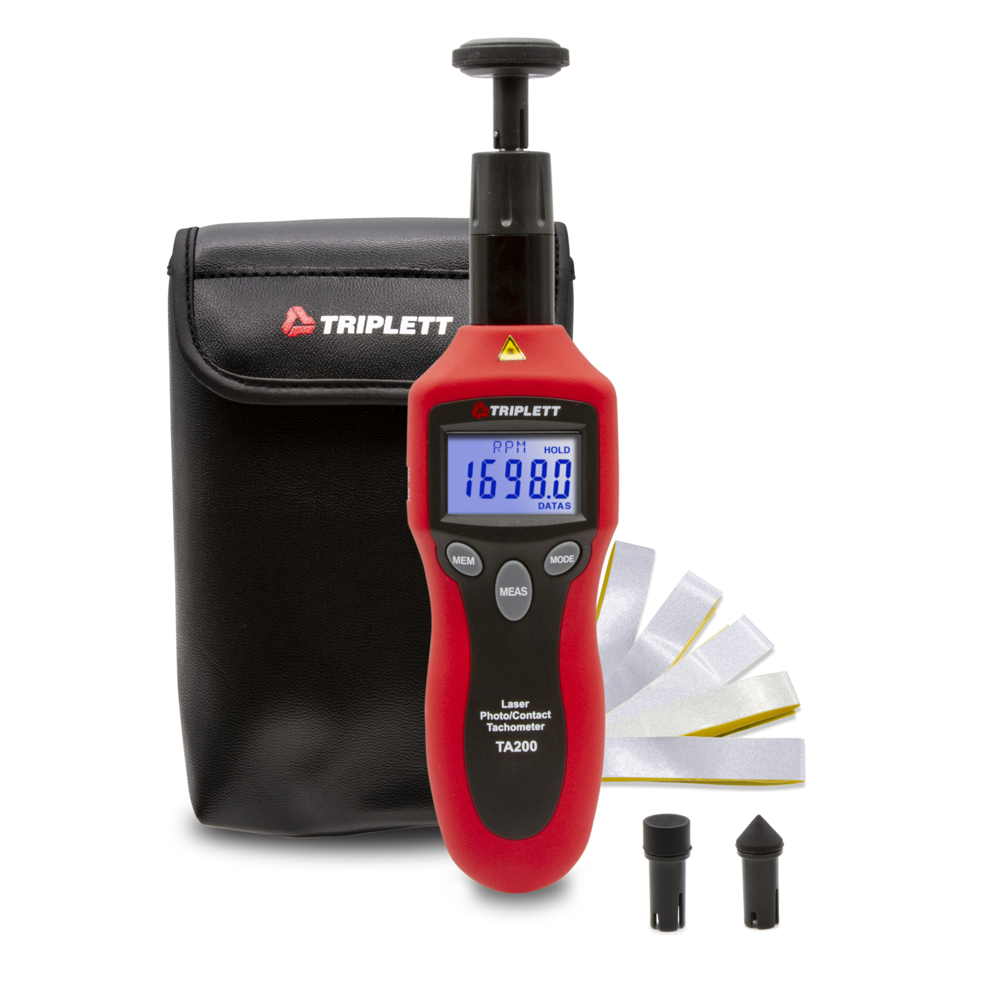 Triplett Contact and Laser Photo Tachometer — Measures RPM, Hz, Linear Speed, Length, 8.2ft. Max Distance, Model# TA200