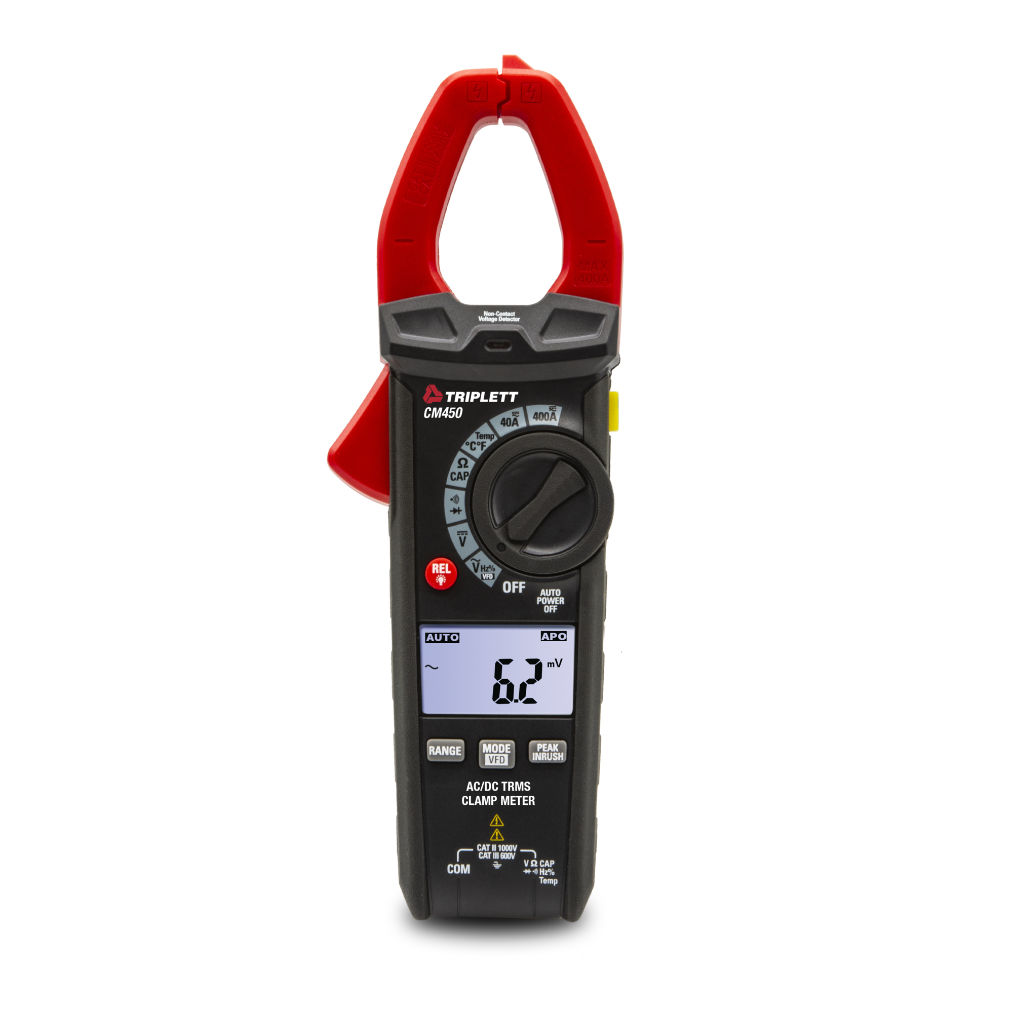 Triplett True RMS Clamp Meter — 400A AC/DC, 4000 Count LCD, Model# CM450