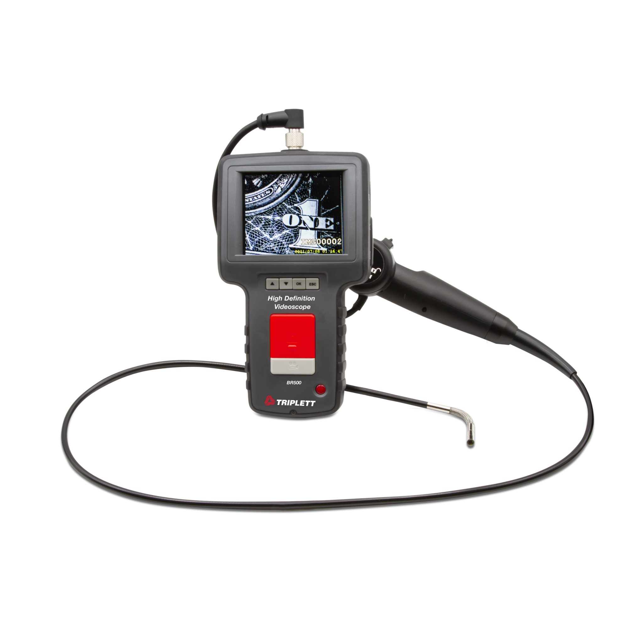 Triplett High Definition Articulating Videoscope — 3.5in. Display, 6mm Camera, Waterproof, Model# BR500