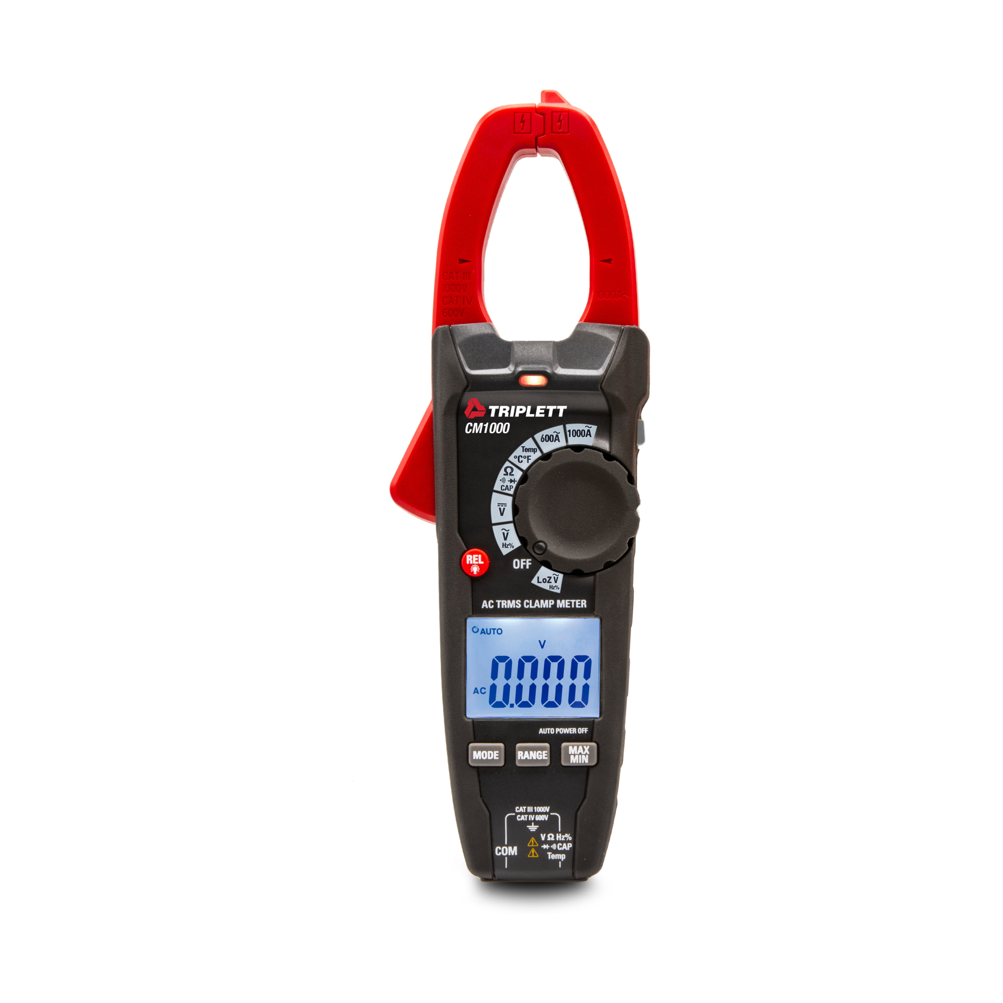 Triplett True RMS Clamp Meter — 1000A AC, 6000 Count LCD, Model# CM1000