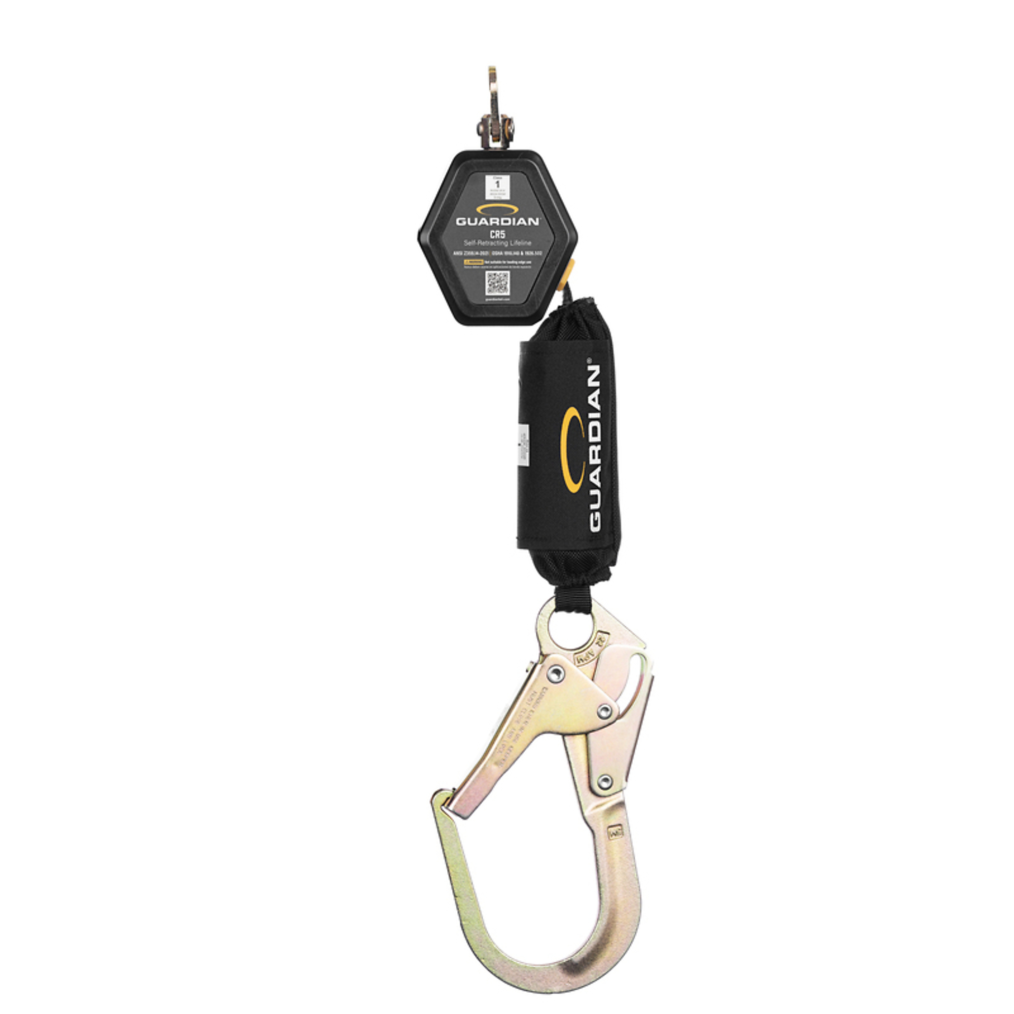 Guardian CR5 Web Personal Self-Retracting Lifeline — 6ft., Steel Rebar Hook, Class 1, ANSI and OSHA Compliant, Model# 1400199