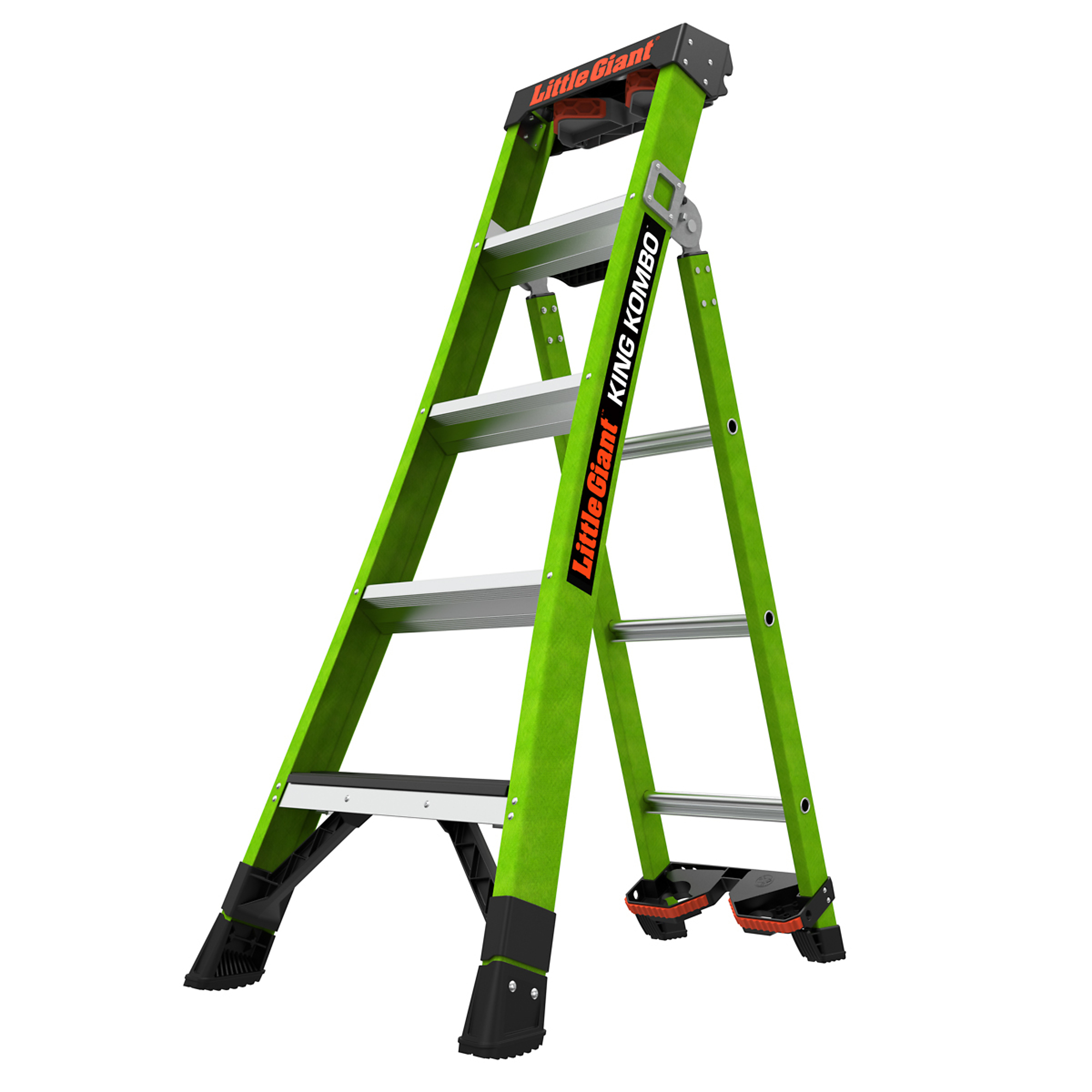 Little Giant King Kombo Industrial Combo Ladder - 5ft., Fiberglass, 375-Lb. Capacity, Type IAA, Rotating Wall Pad, Model# 13905-071