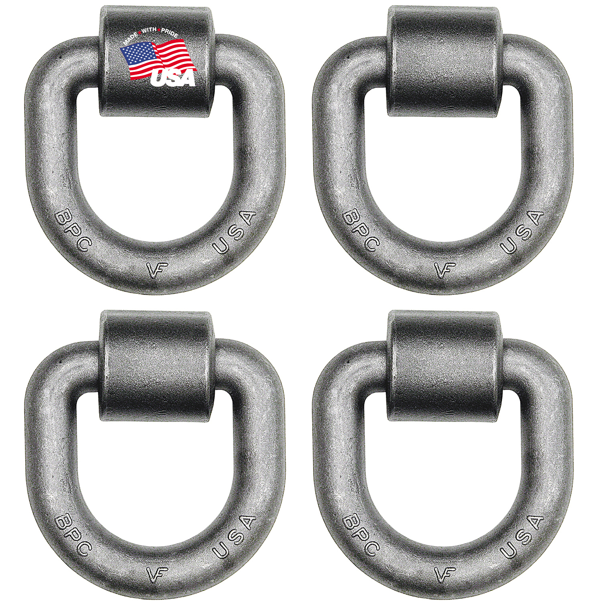 Buyers Products, D-RING,1 IINCH DIA 3in.X3in., FORGED, W/BRKT, 4PK, Diameter 1 in, Working Load 15586 Included (qty.) 4 Model# B484